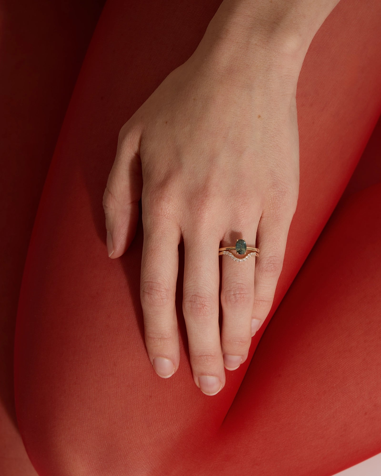 Curved Alliance Pavé Ring in 14k Fairmined Gold with Lab-Grown Diamonds