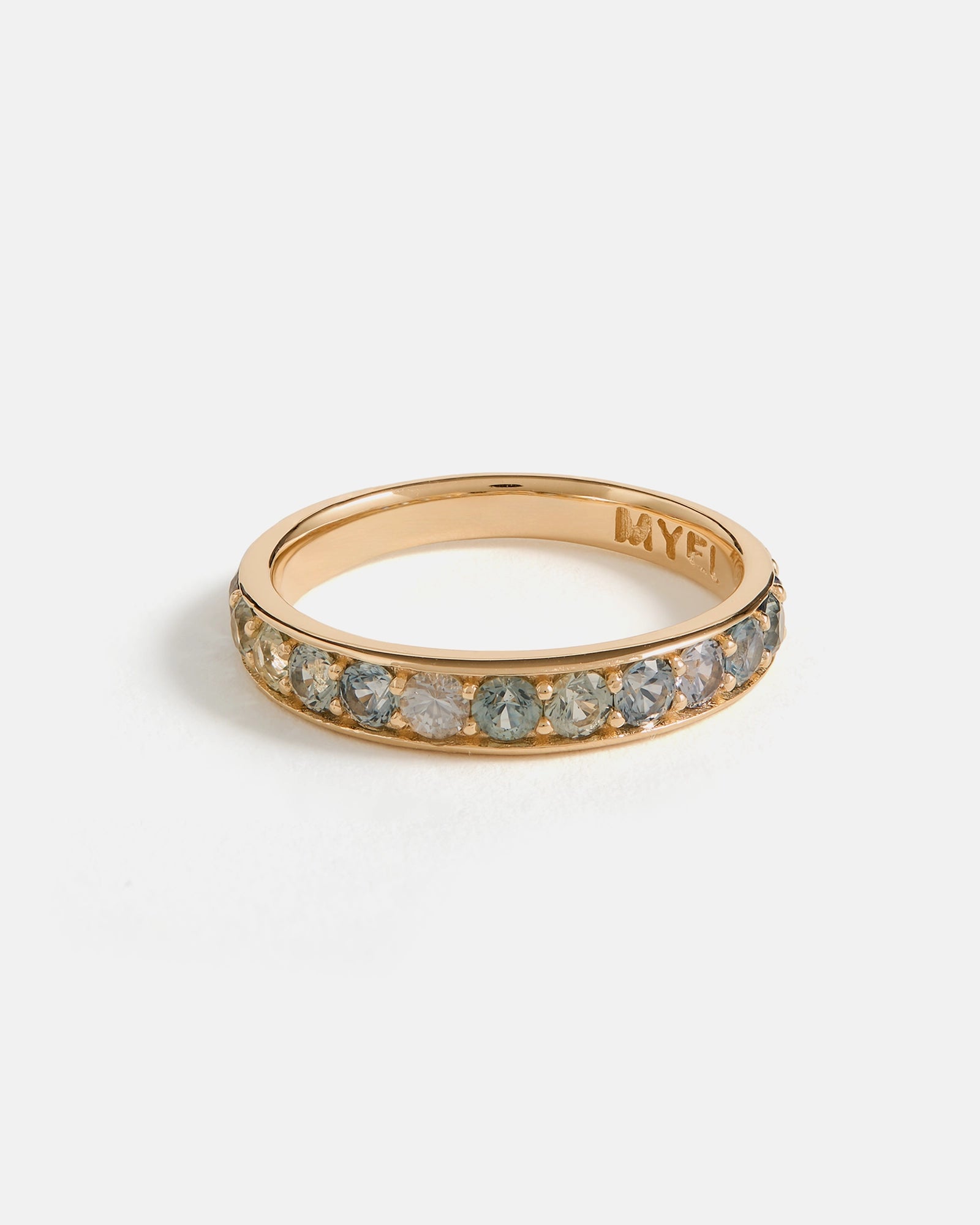 Marie Pavé Ring in 14k Yellow Gold with Montana Sapphires