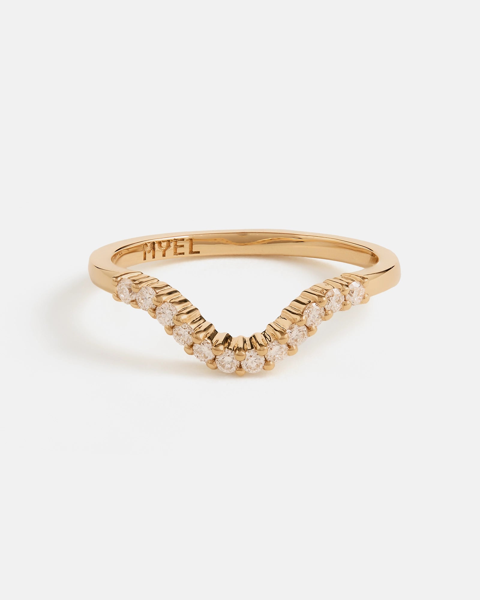 Curved Alliance Pavé Ring in 14k Fairmined Gold with Lab-Grown Diamonds