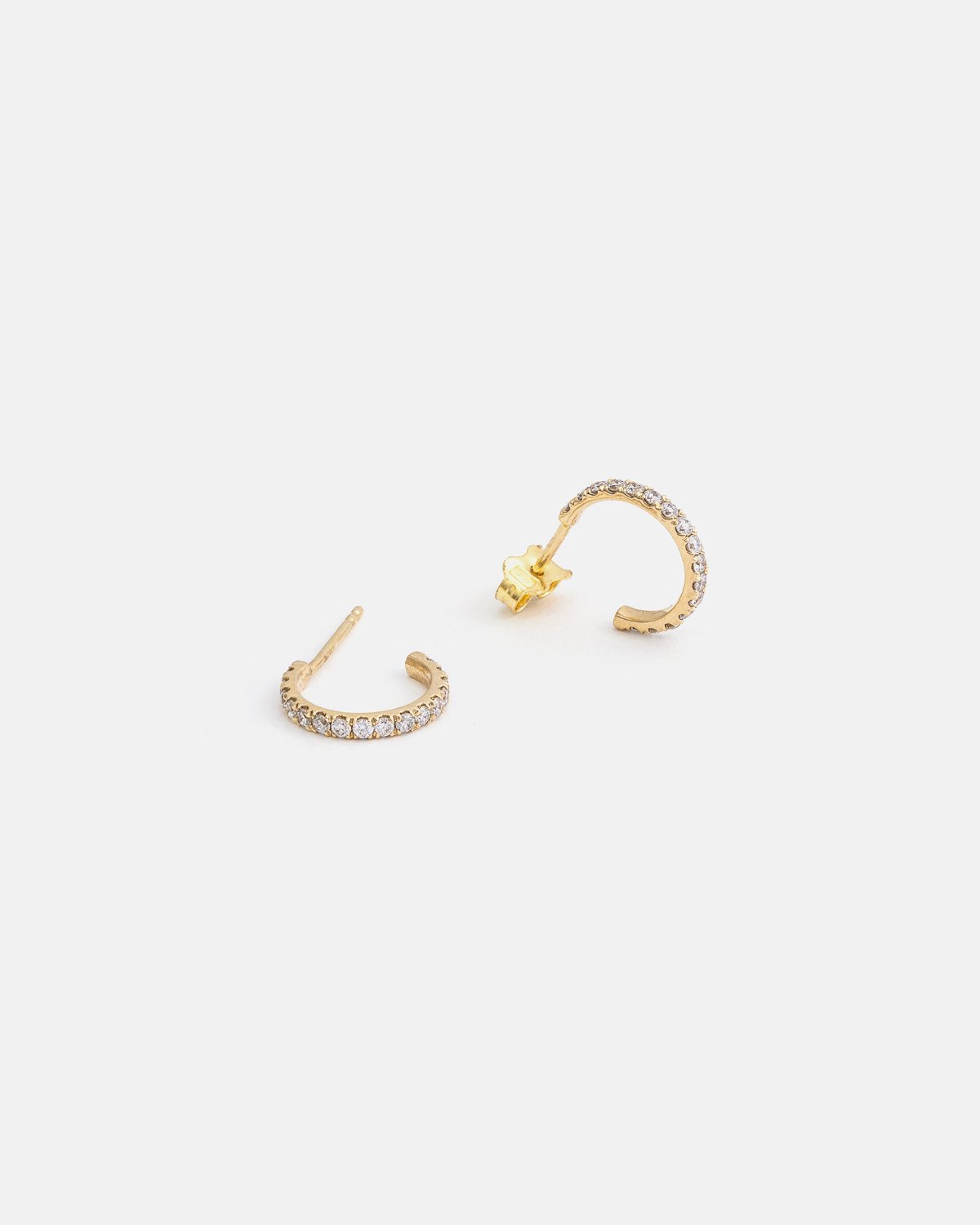 Small Pavé Hoops in 14k Gold with lab grown Diamonds