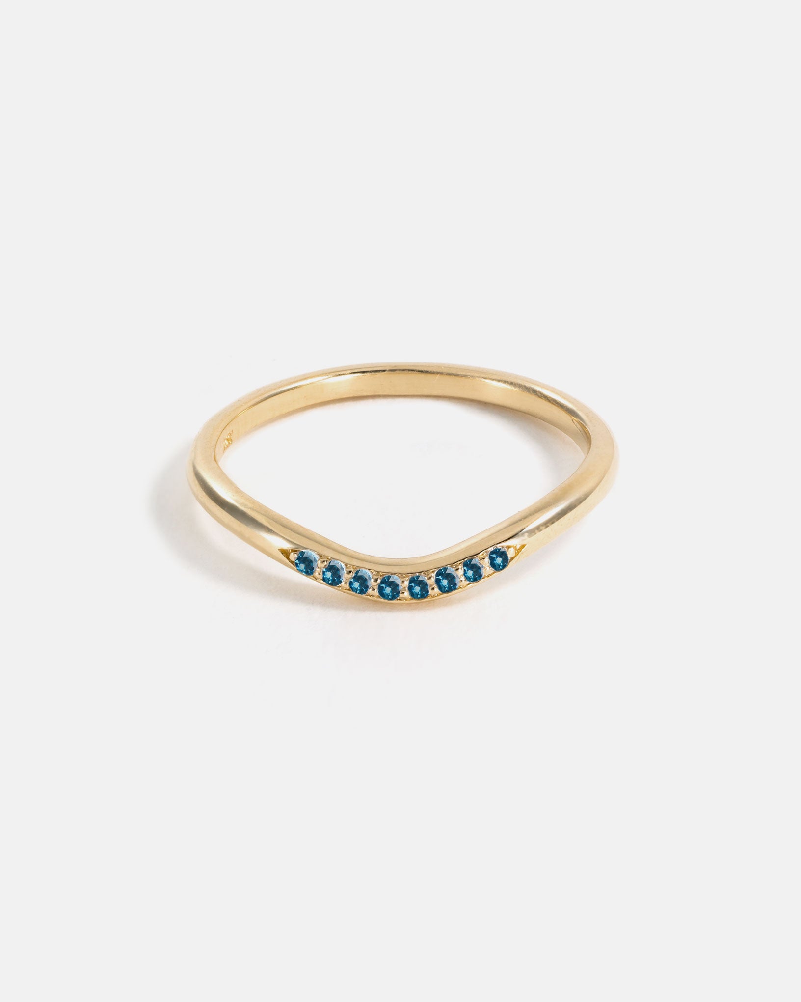Stratura Wave Wedding Ring in 14k Yellow Gold with Ethical Birthstones