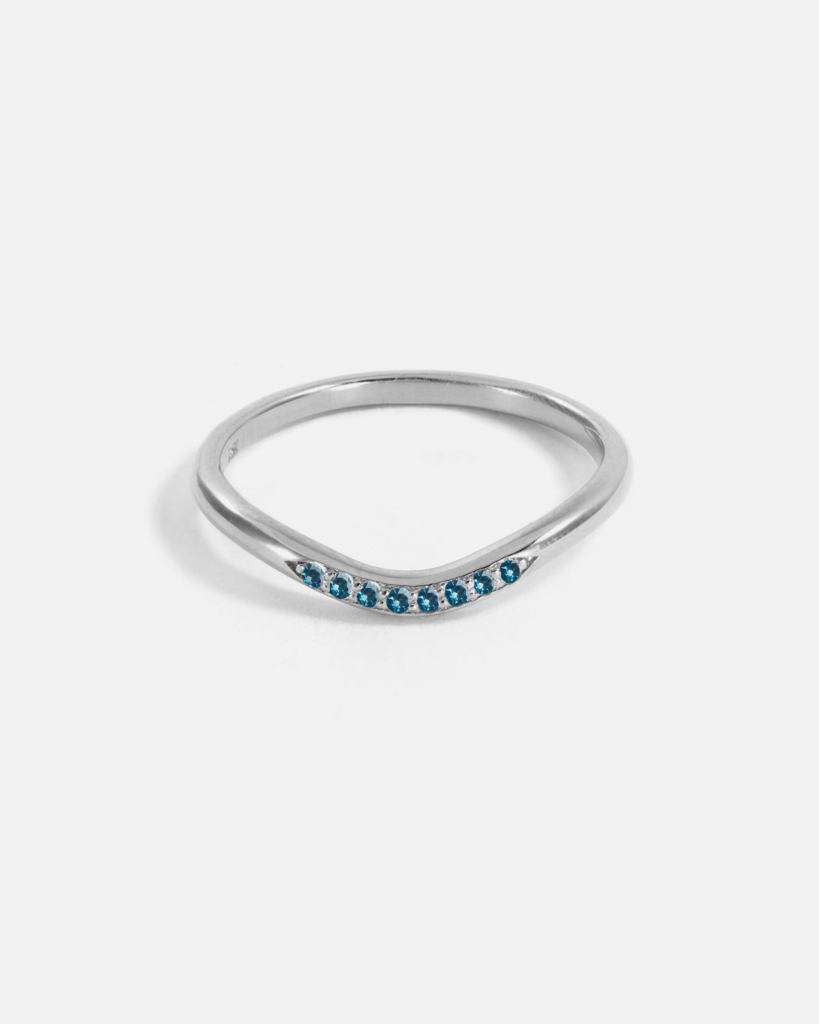 Stratura Wave Wedding Ring in 14k White Gold with Ethical Birthstones