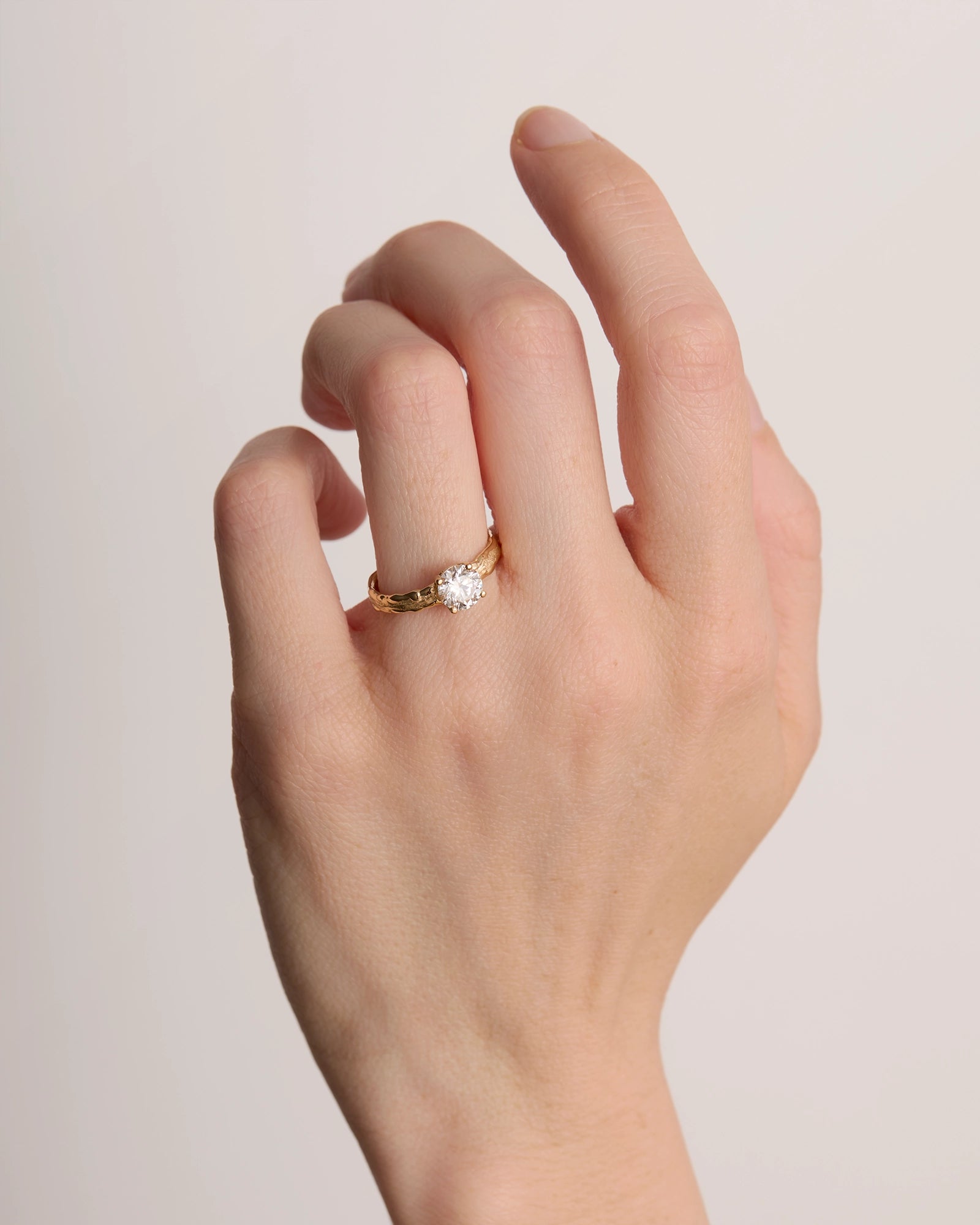 Thin Forge Band in 14k Fairmined Gold with 6mm Lab-Grown Diamond