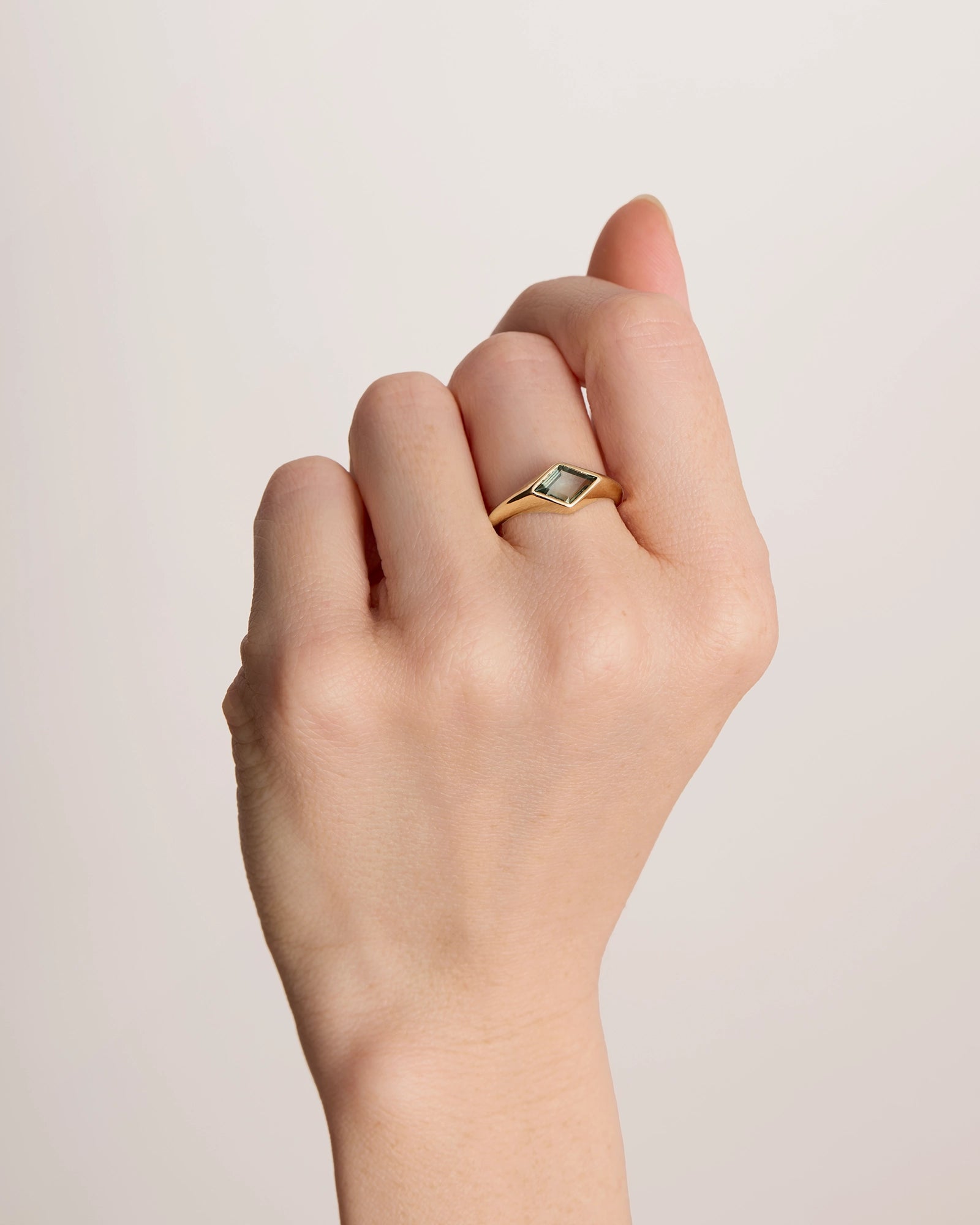 Signet Sapphire Kite Ring in 14K Fairmined Yellow Gold