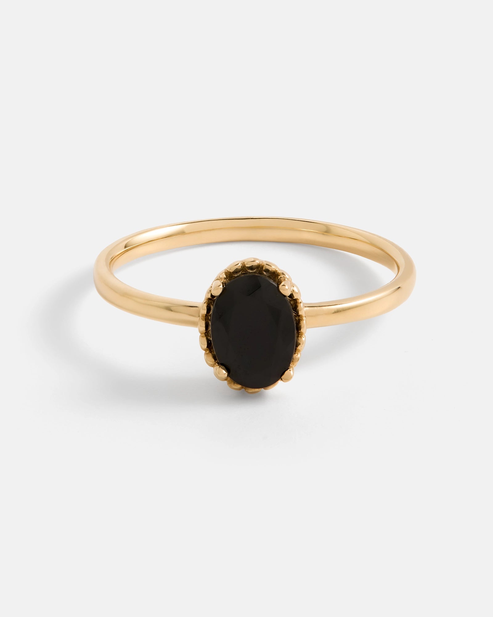 Bague Galatée Ovale en Or Jaune 14k avec Spinelle Noir
