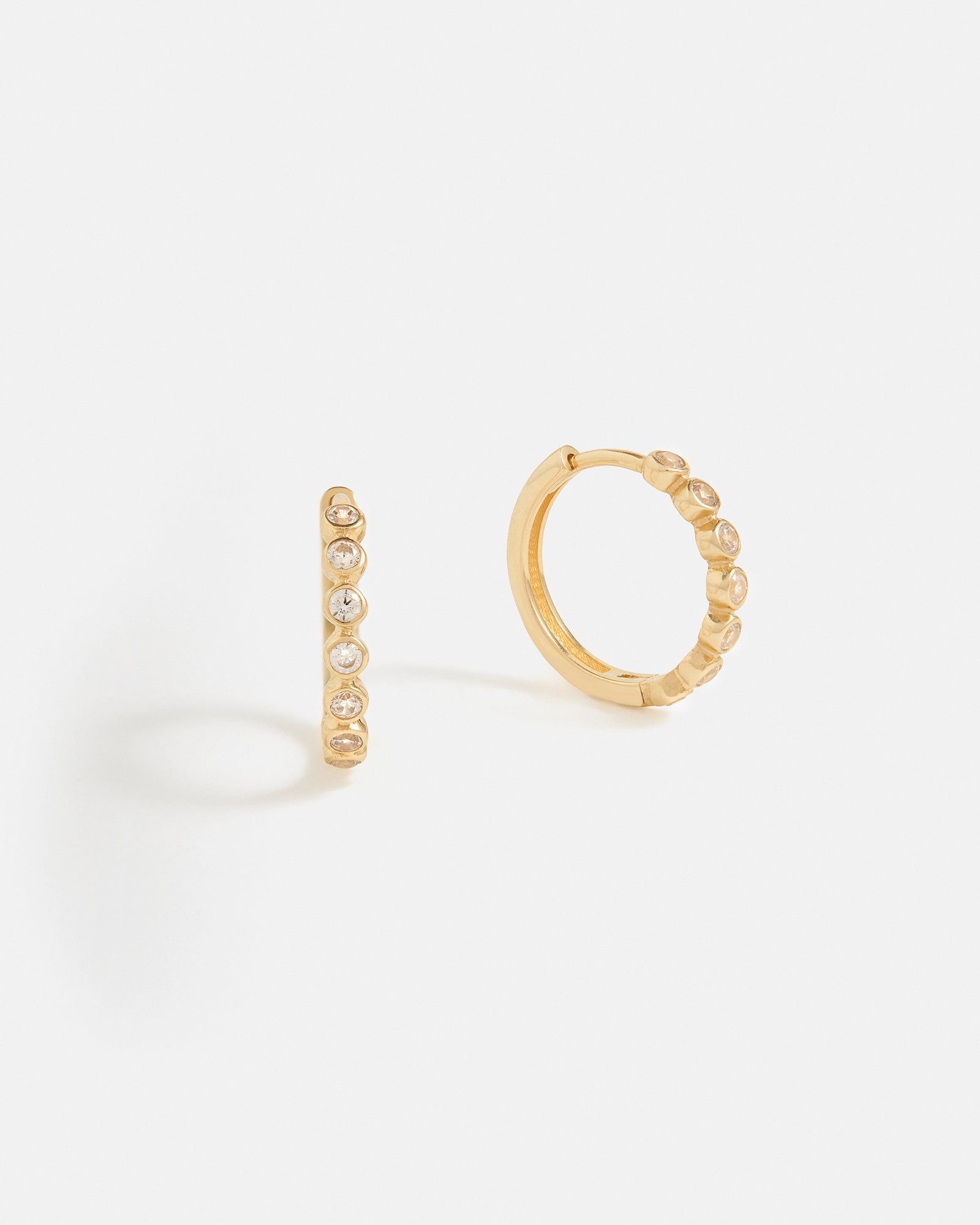 Small Pavé Huggies in Gold with CZ