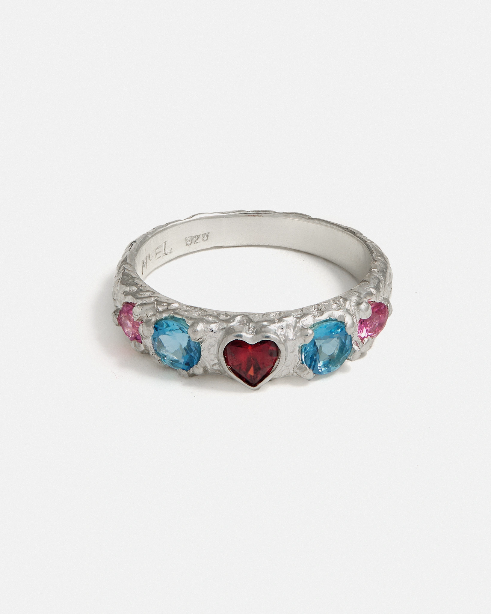 Coup de Foudre Ring in Silver with Garnet, Aquamarine and Tourmaline