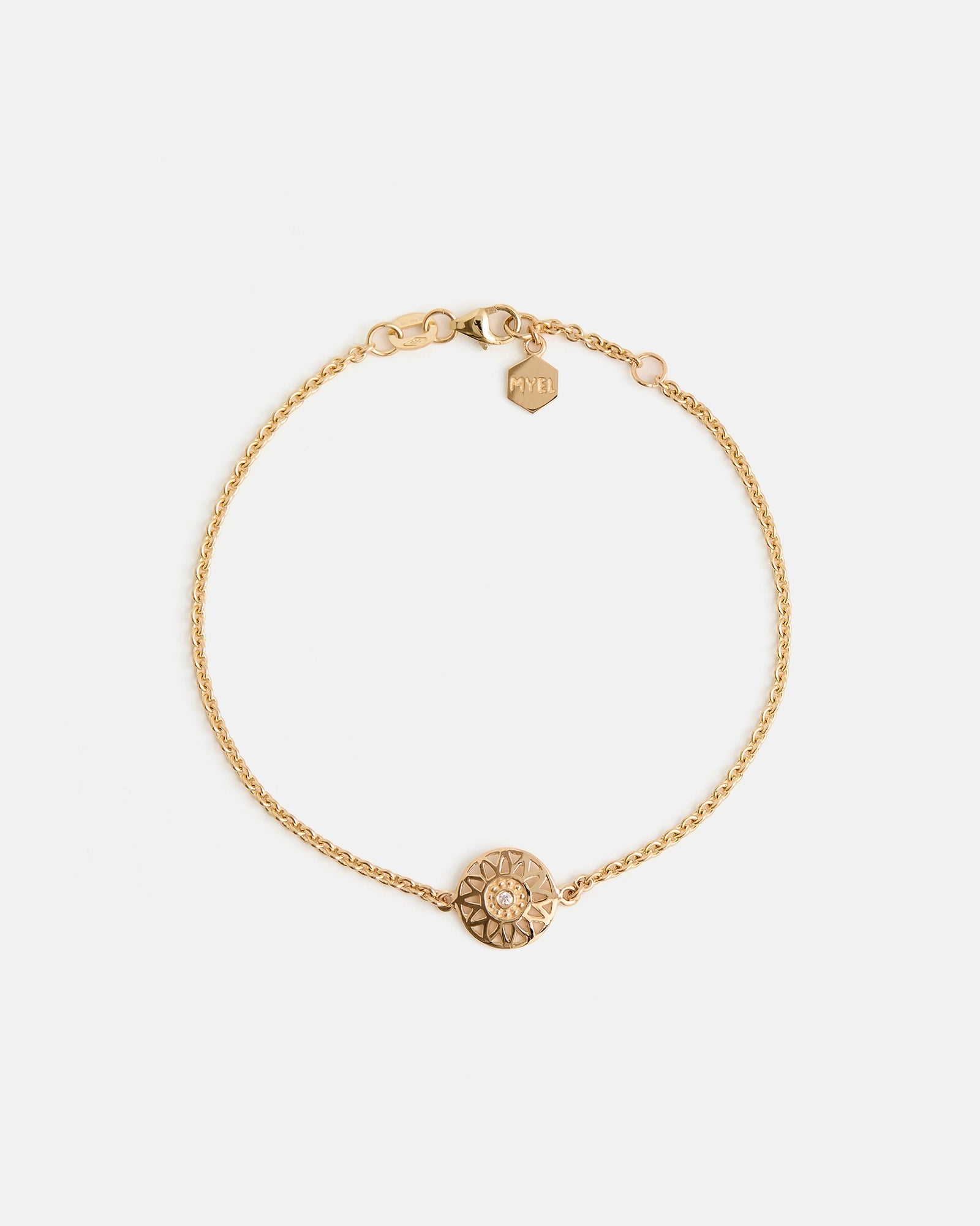 Helios Bracelet in 14k Gold with a lab grown Diamond
