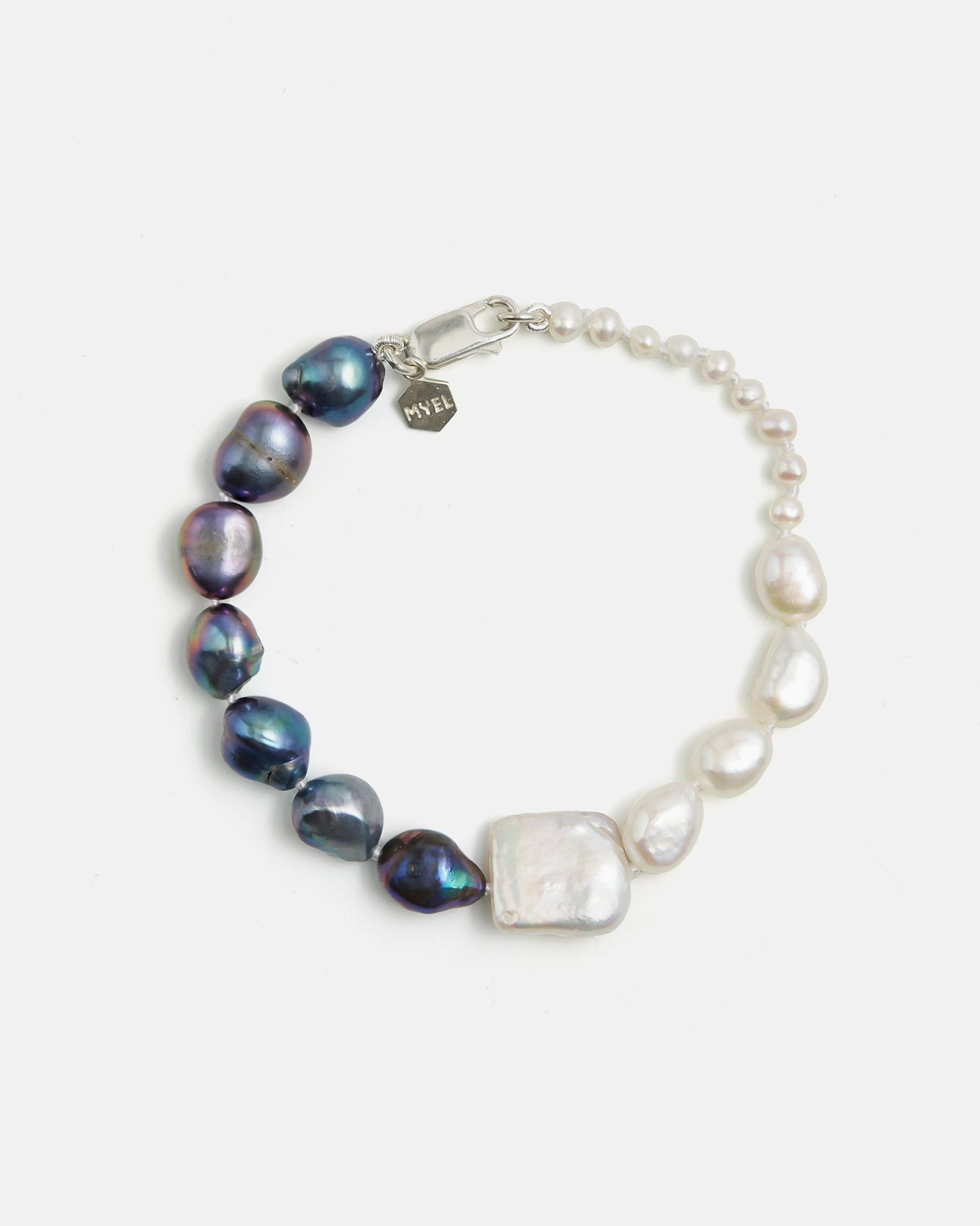 Neptune Black Iridescent and White Pearl Bracelet
