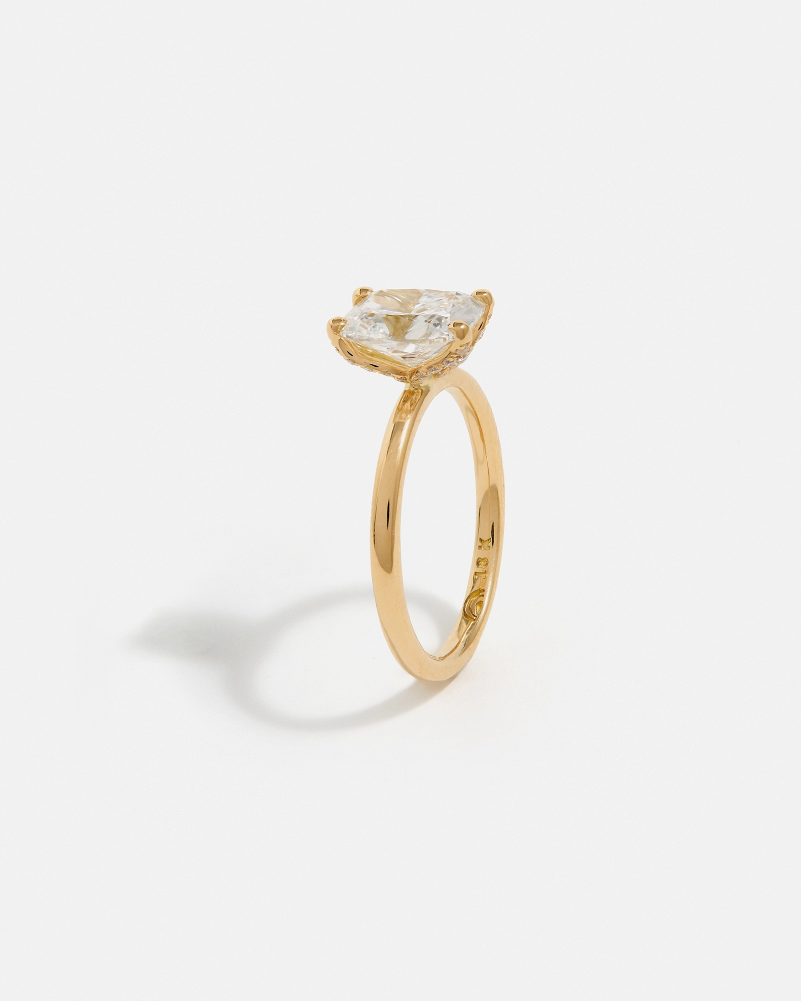 Bague Pétale Pavé Coussin en Or 18K Fairmined et Diamants de Laboratoire