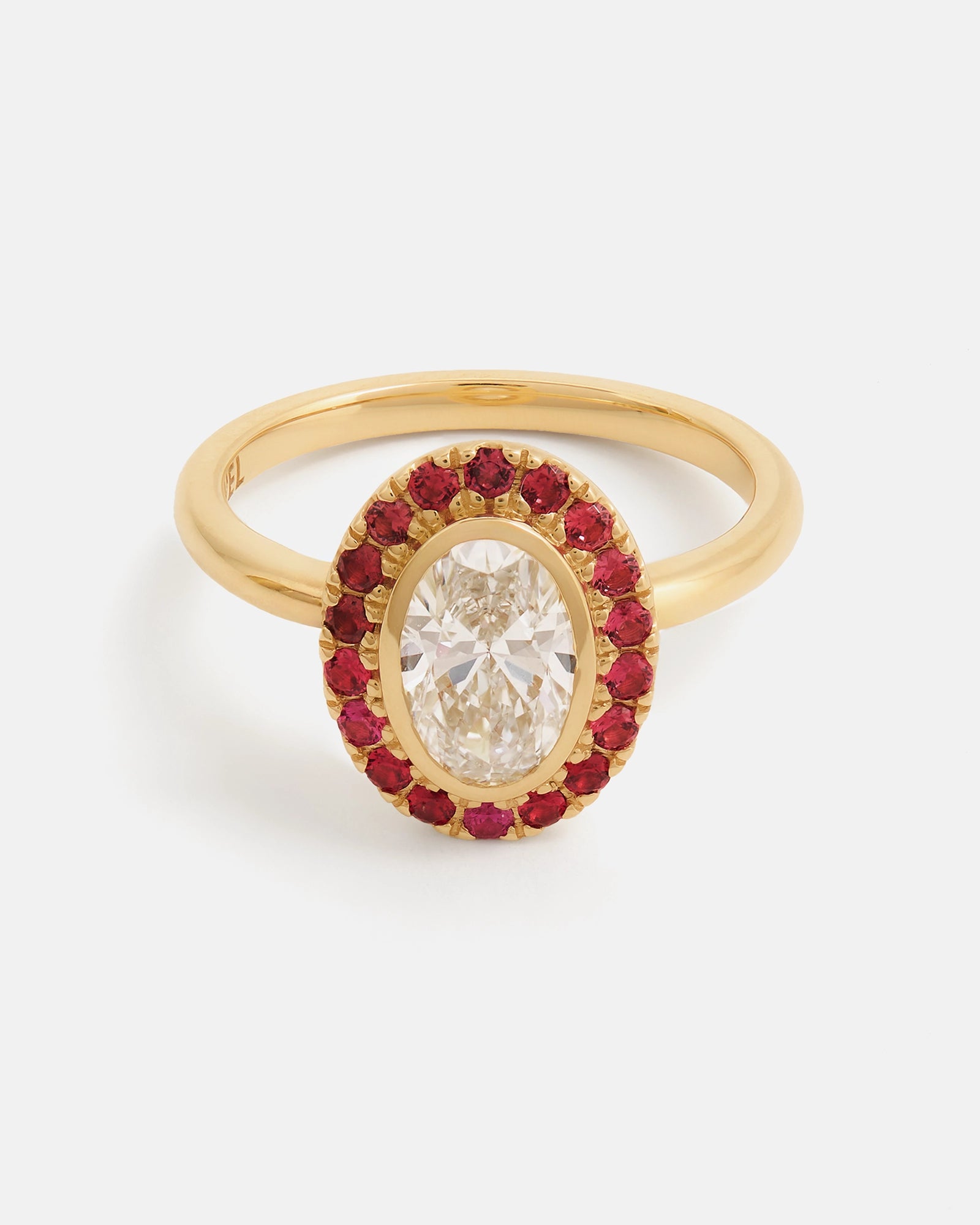 Retro Ring in 14k Gold with Diamond & Winza Rubies