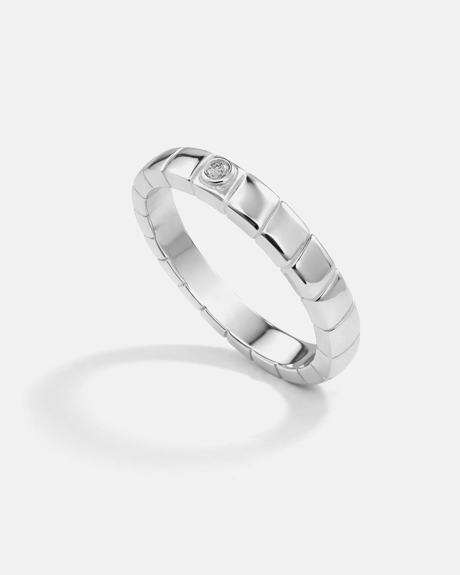 Jonc Terence en Argent avec Diamant