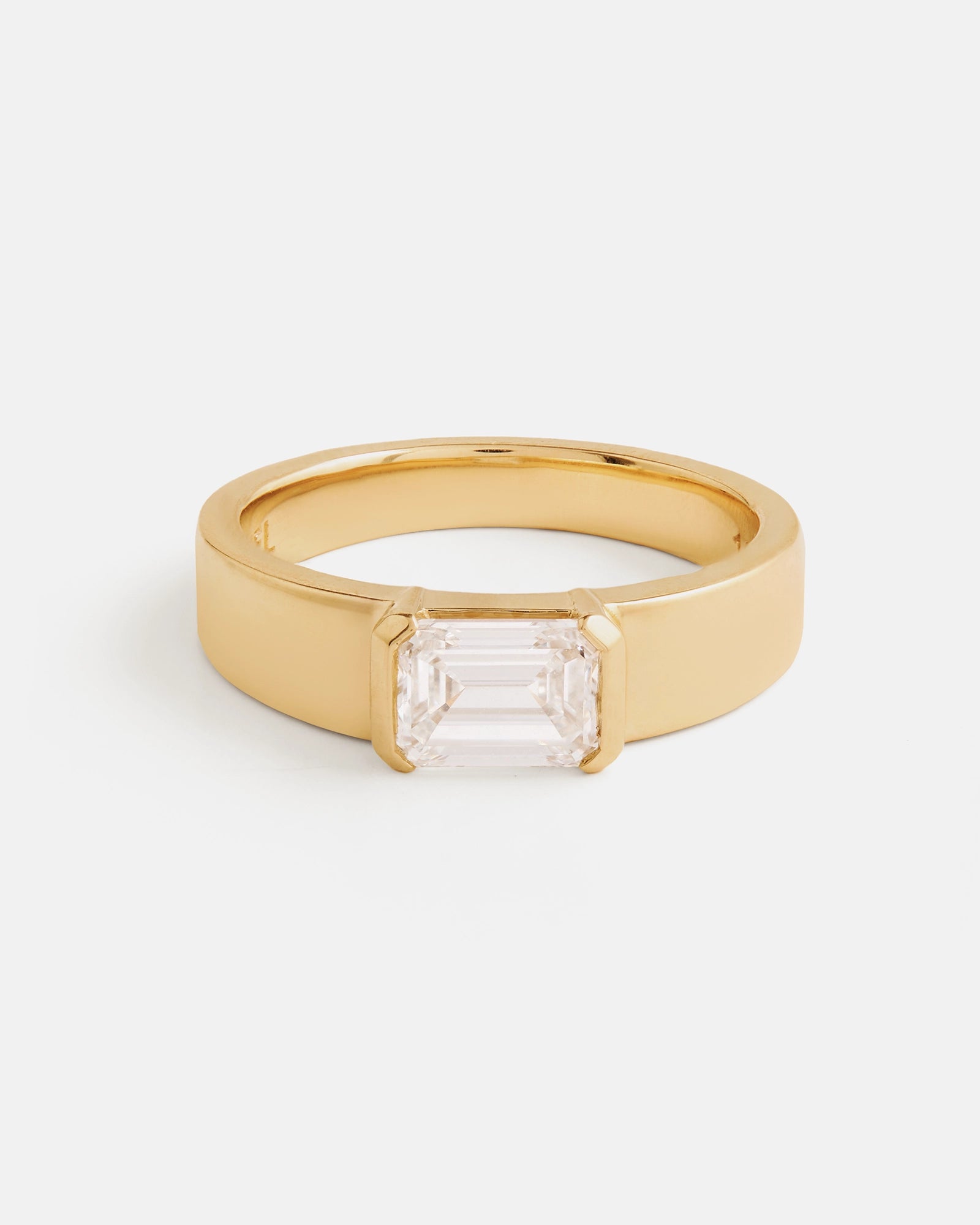 Bague Cigarillo en Or Jaune 14K avec Diamant de Laboratoire