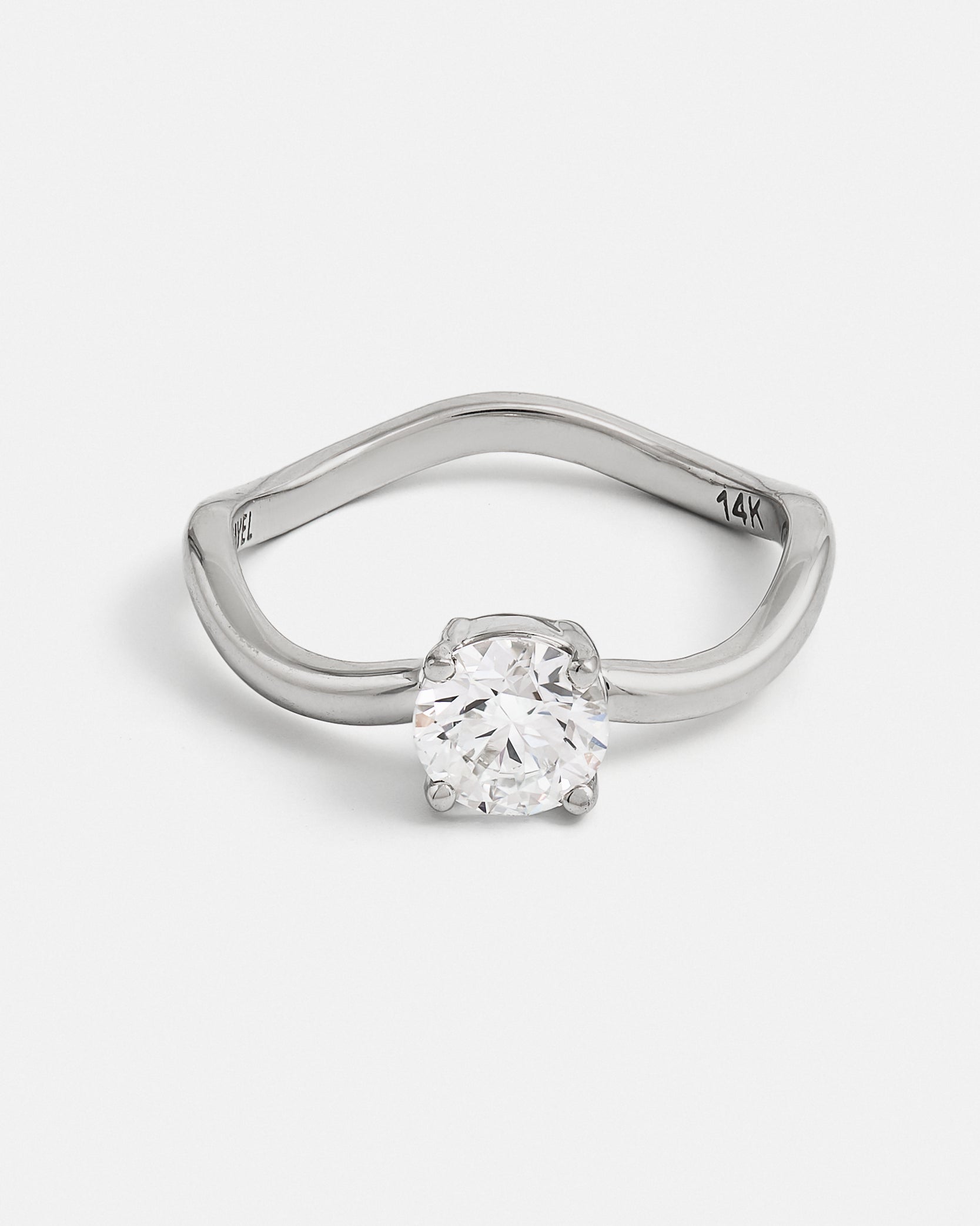 Disco Solitaire Ring in 14k Fairmined White Gold with Lab-grown Diamond