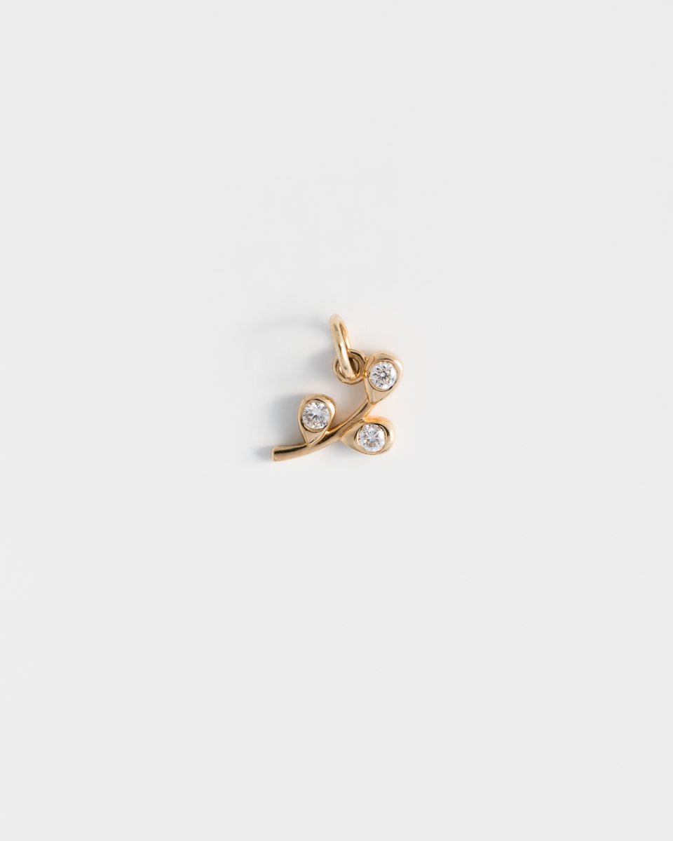 Branch Pendant in 14K Gold with lab grown Diamond