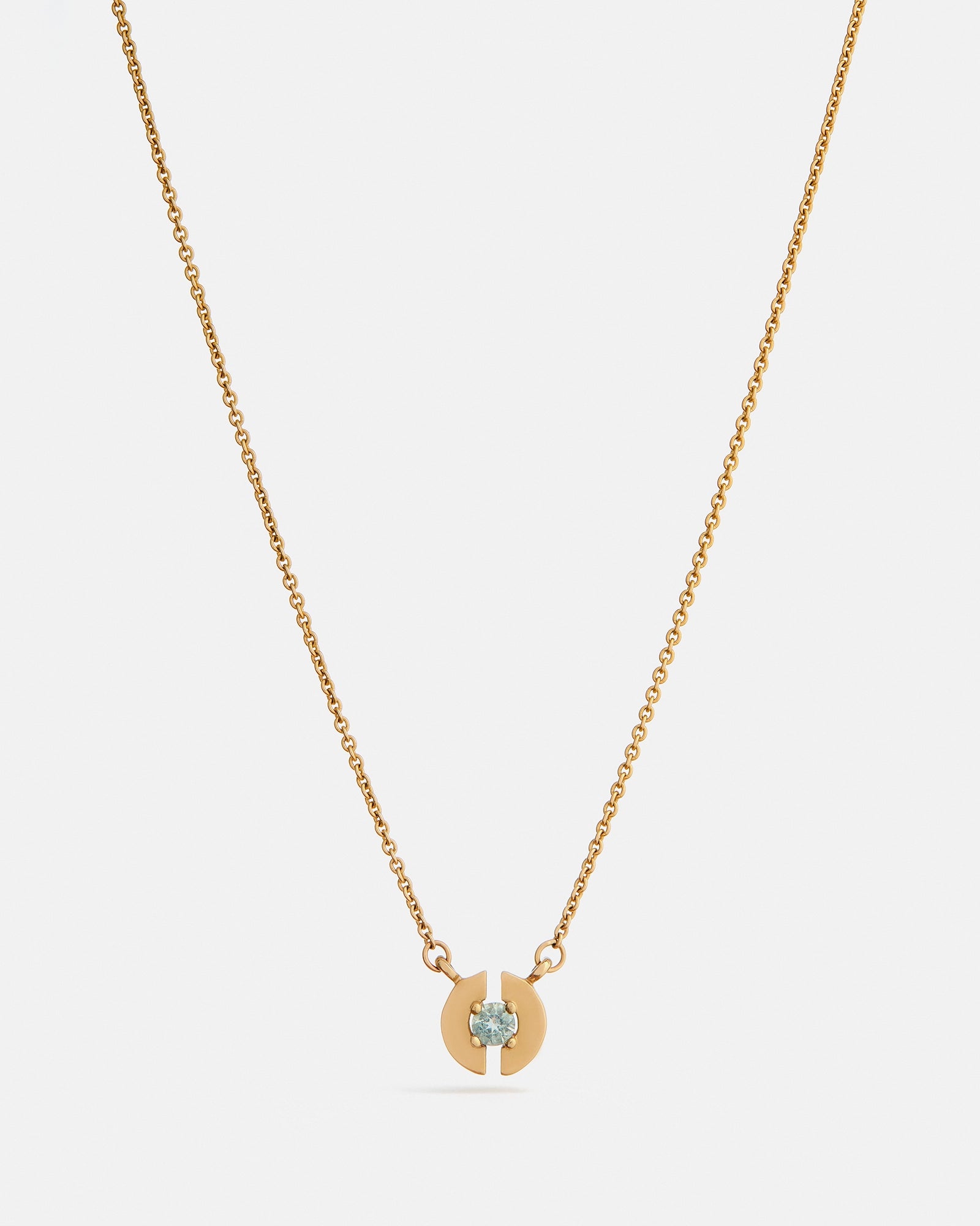Stein Necklace in 14k Yellow Gold with Aquamarine
