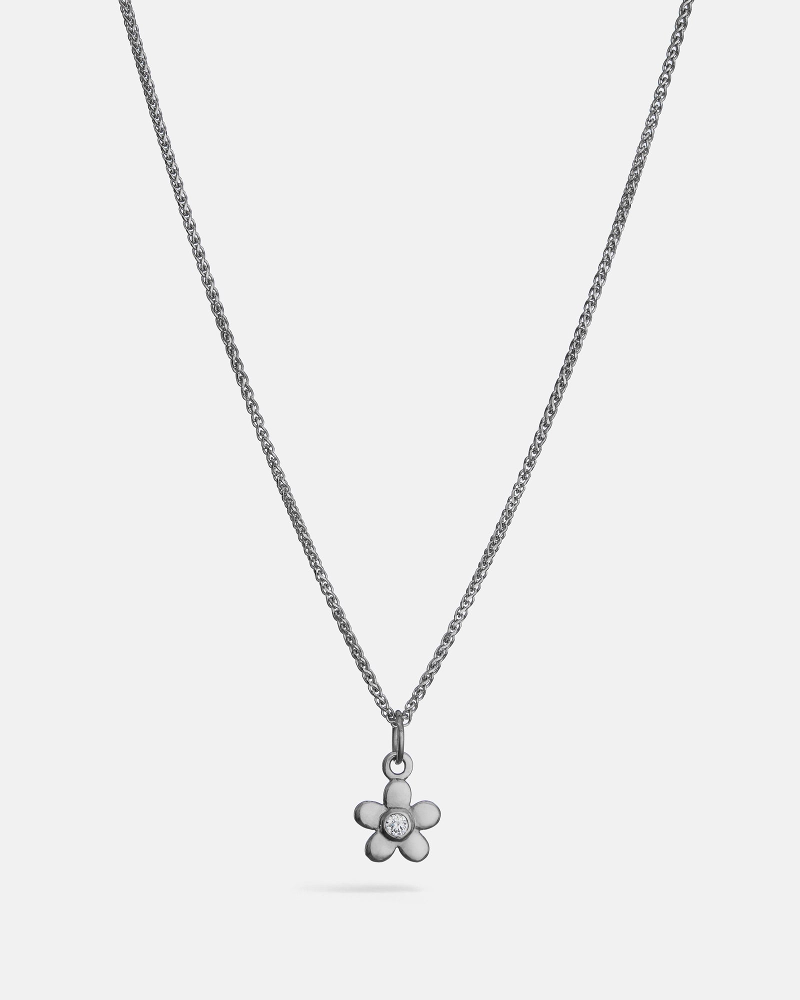 Pendentif Fleur en Argent et Diamant de Laboratoire