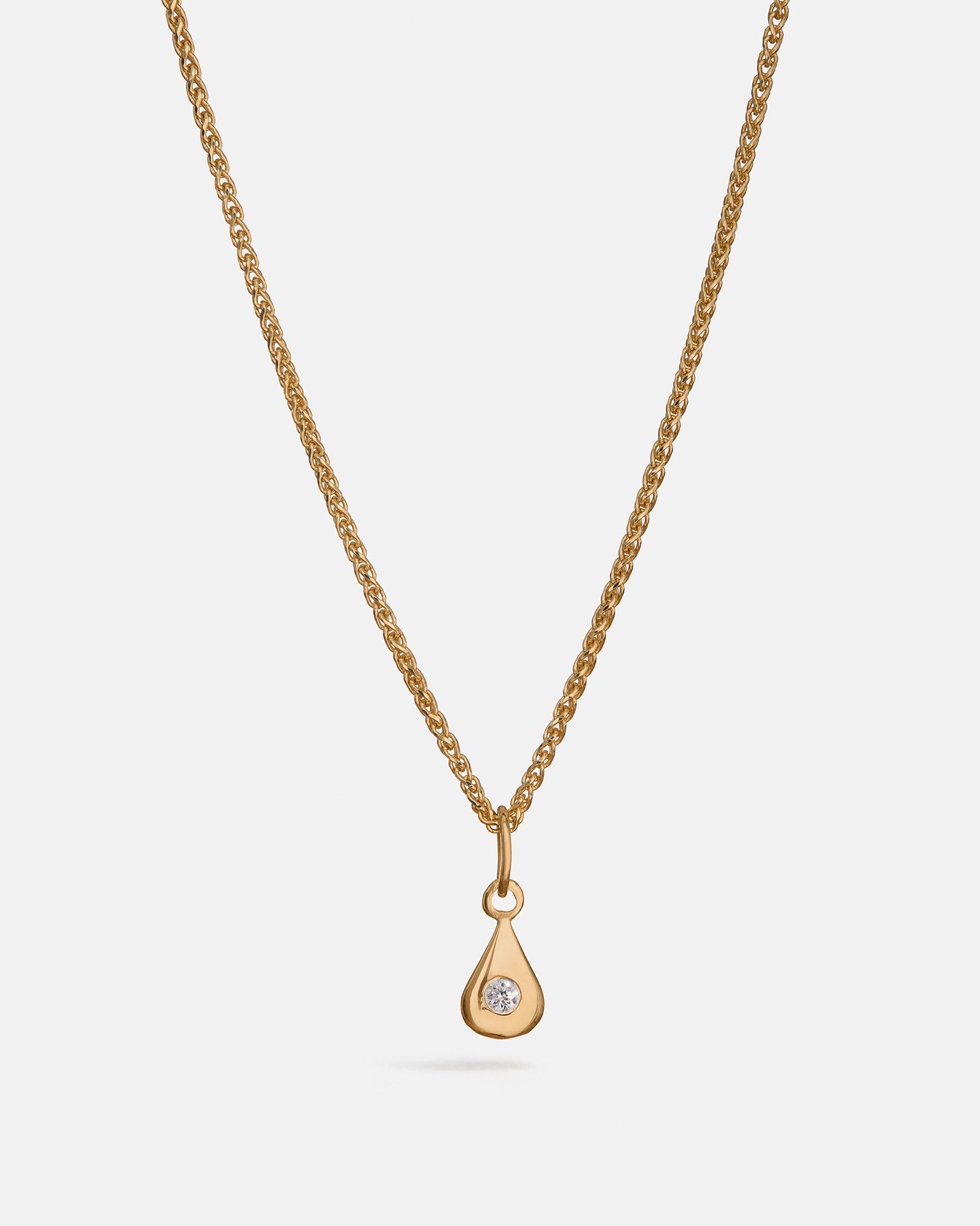 Water Drop Pendant in 14k Gold with Ethical Stone