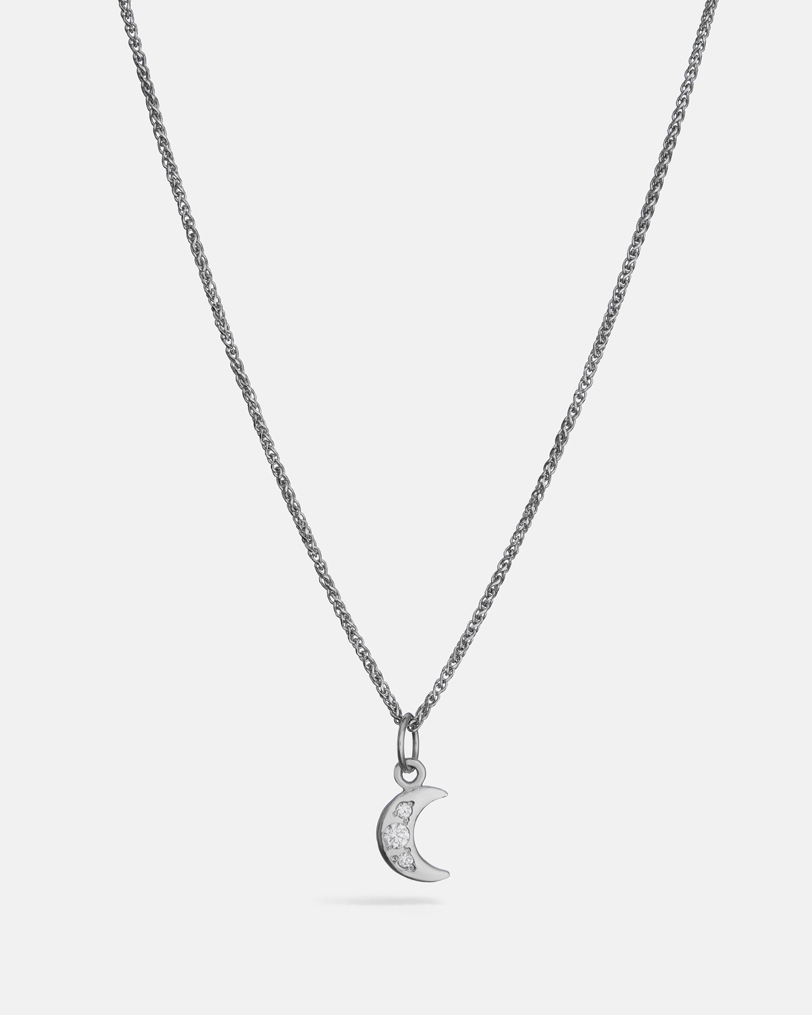 Pendentif Lune en Argent et Diamant de Laboratoire