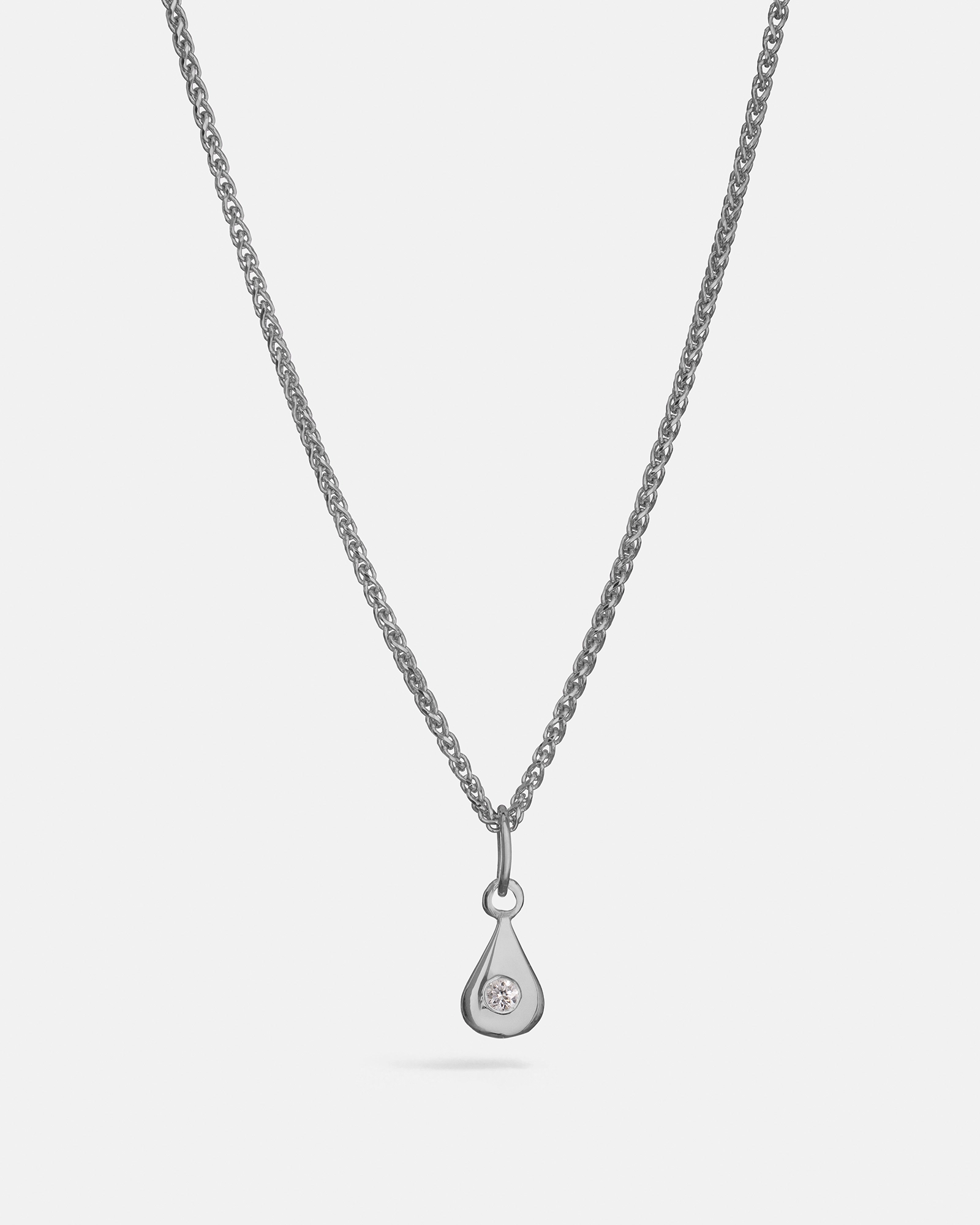 Water Drop Pendant in Silver with Ethical Stone
