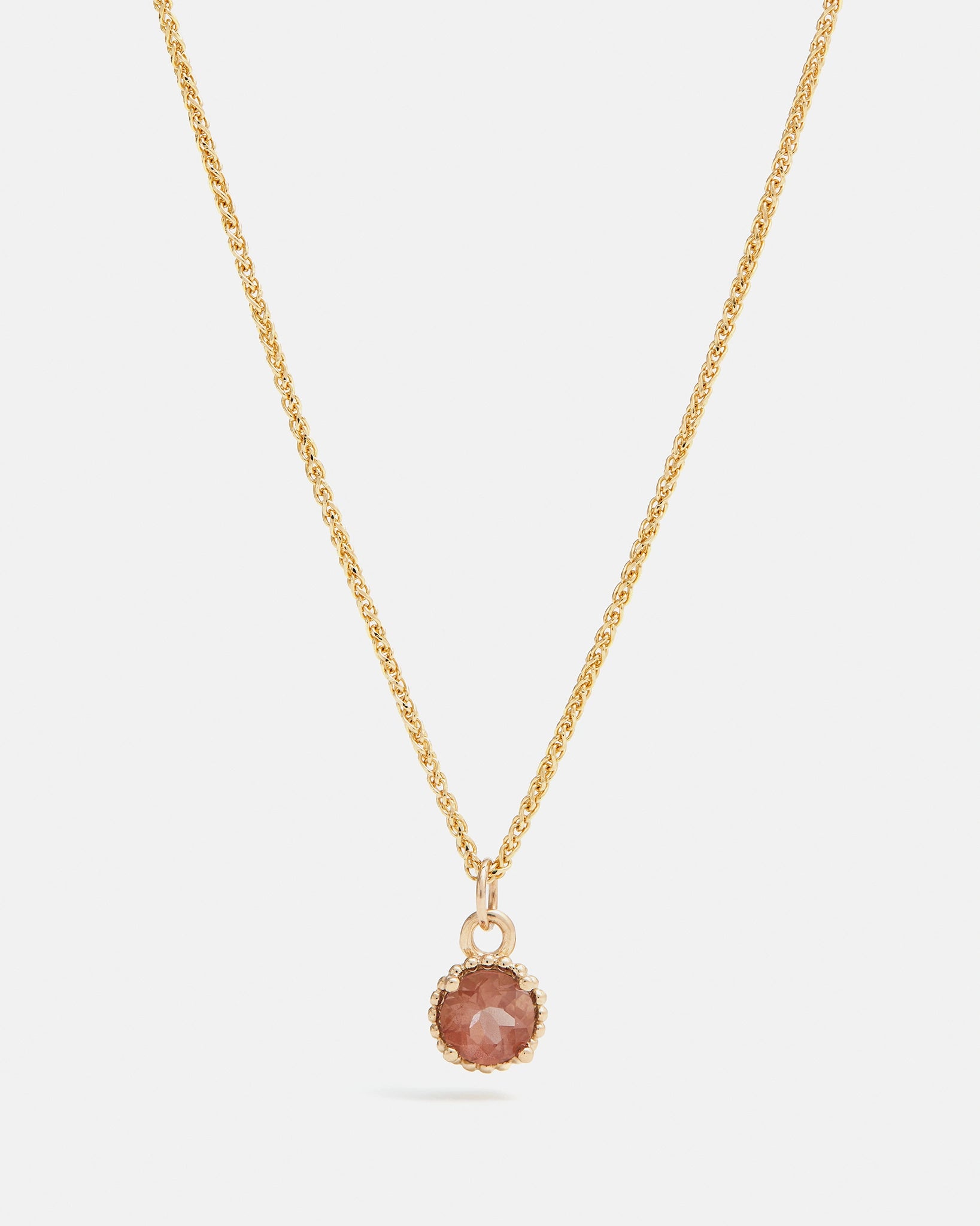 Round Galatée Pendant in 14k Yellow Gold with Oregon Sunstone