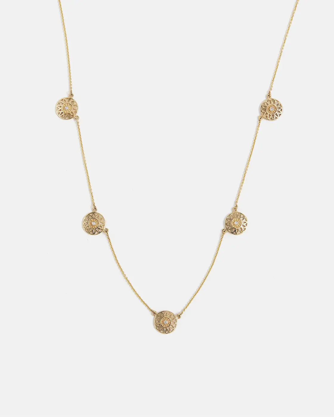 Helios Multi Discs Necklace in Gold with lab grown Diamonds