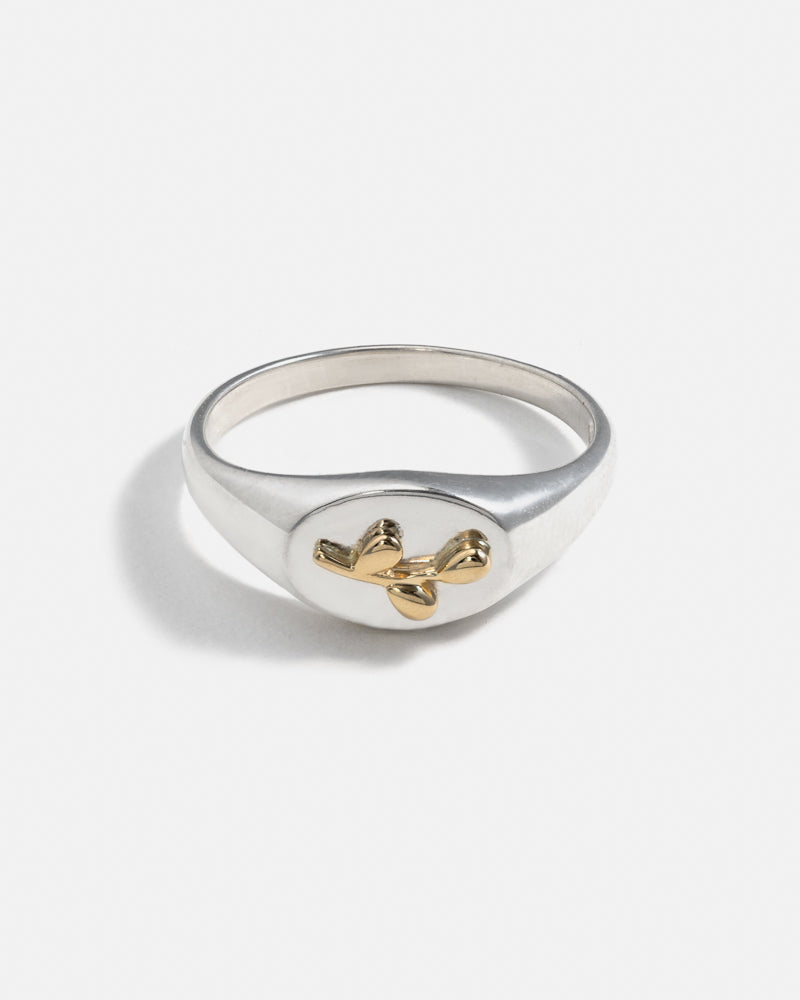 SAMPLE FINAL SALE - Jupiter Ring in Silver with Branch Chip in 10k Yellow Gold