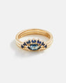 Off-Set Marquise Ring in 14K Fairmined Gold and Wave Band with Australian Sapphires