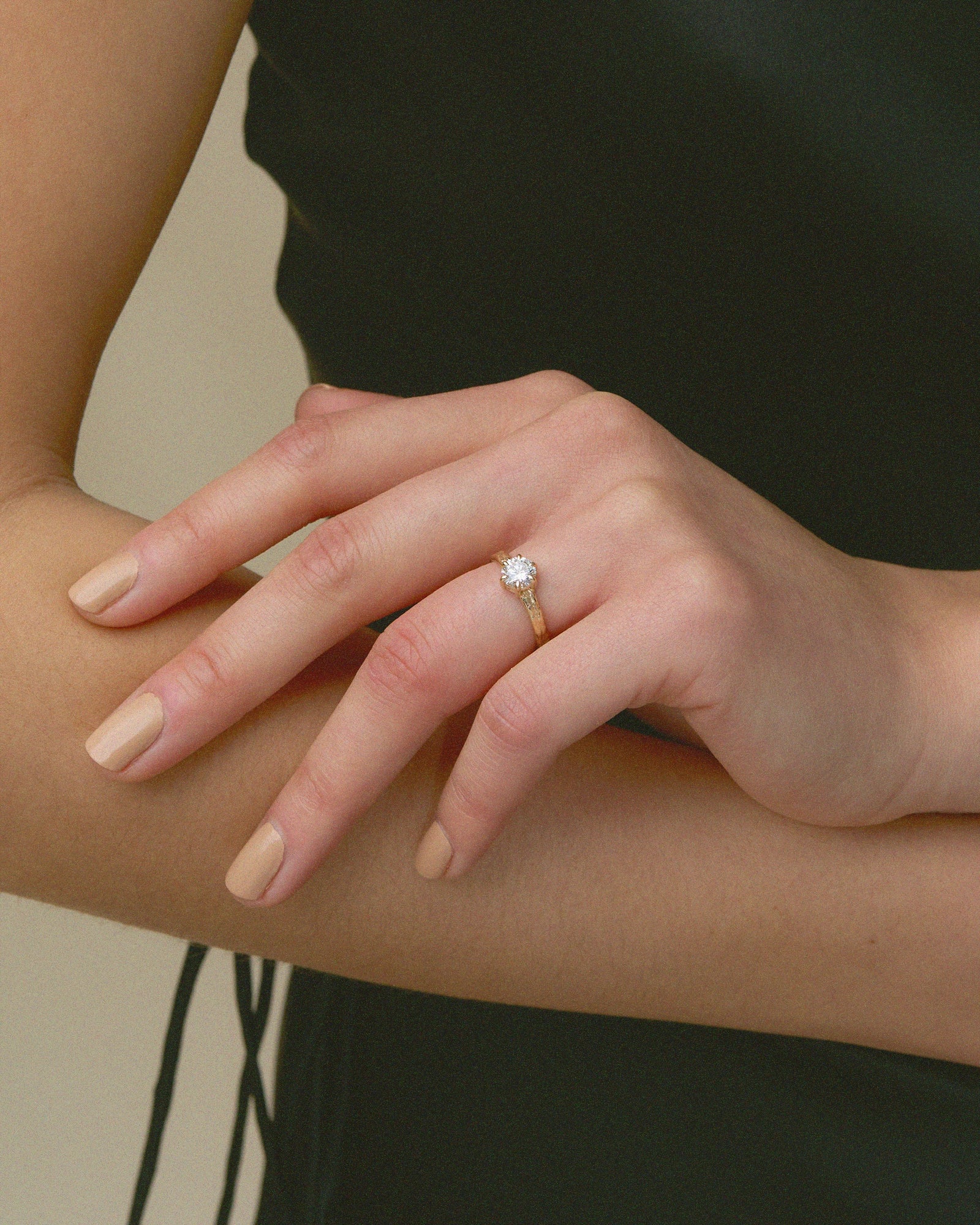 Thin Forge Solitaire in 14k Gold with Diamond