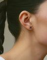 Hexagon Stud Earrings in 14K Yellow Gold with Indigo Iolite
