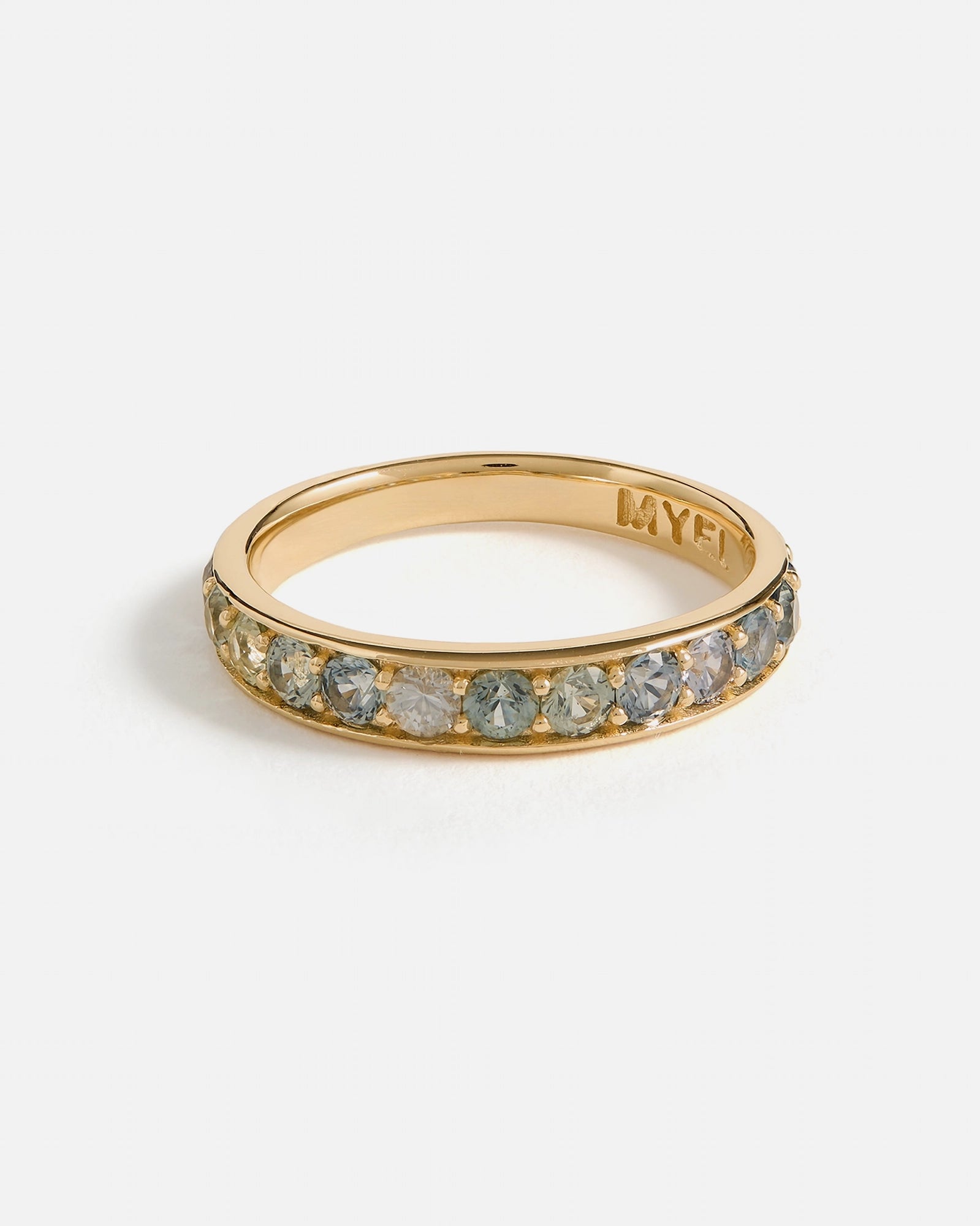 Bague Marie Pavé en Or Jaune 14k avec Saphirs du Montana