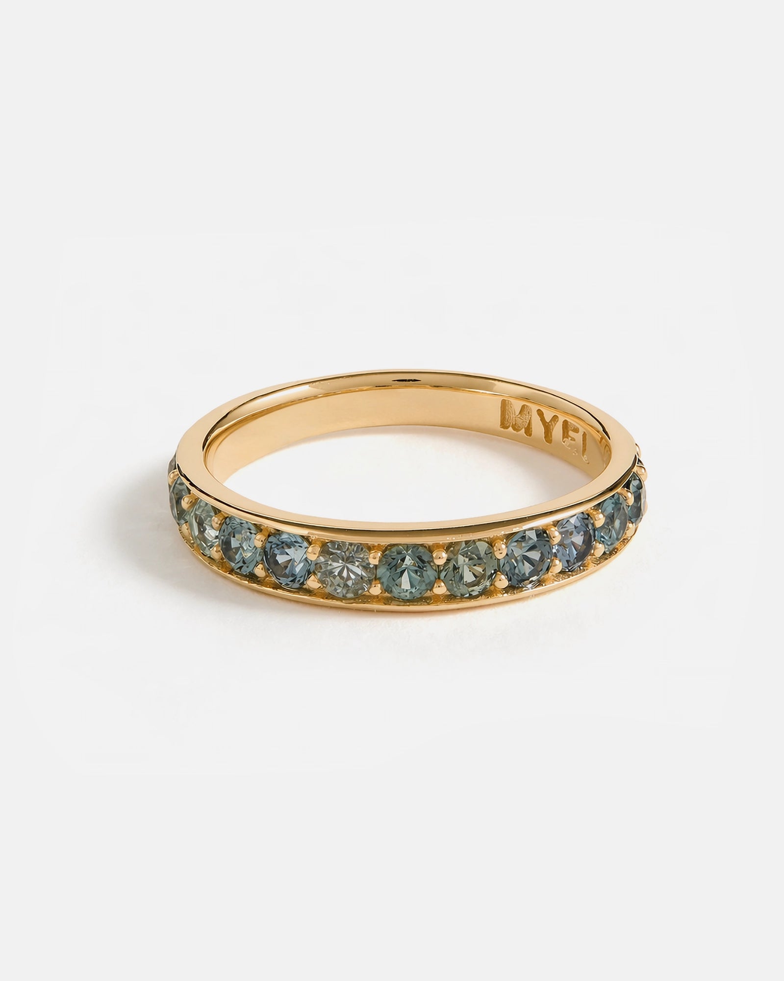 Bague Marie Pavé en Or Jaune 14k avec Saphirs d'Australie