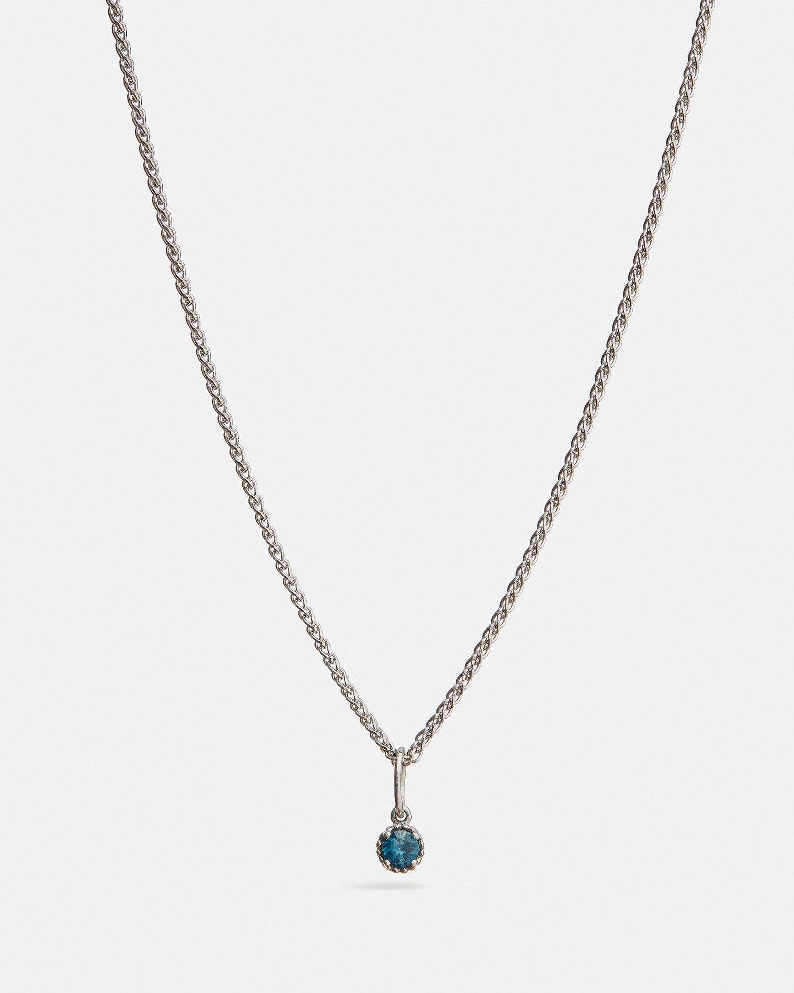 Pendentif Origines en Or Blanc 14k avec Pierre de Naissance Ethique