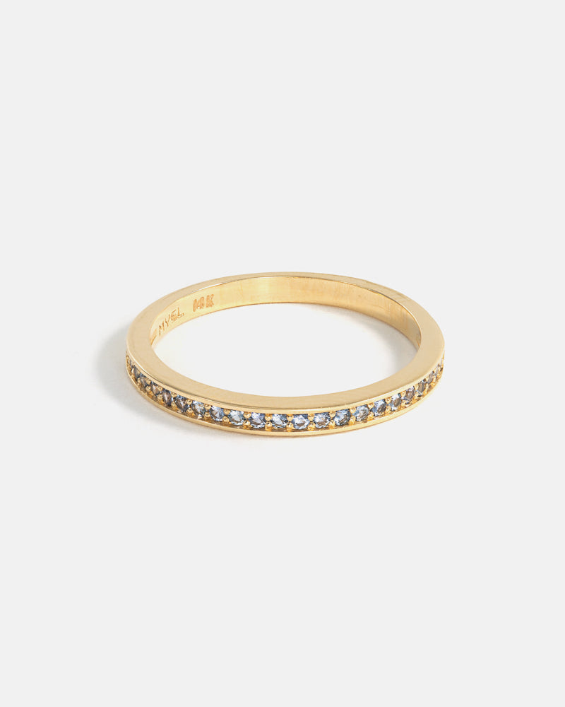 Pavé Ring in Gold with Yogo Sapphires