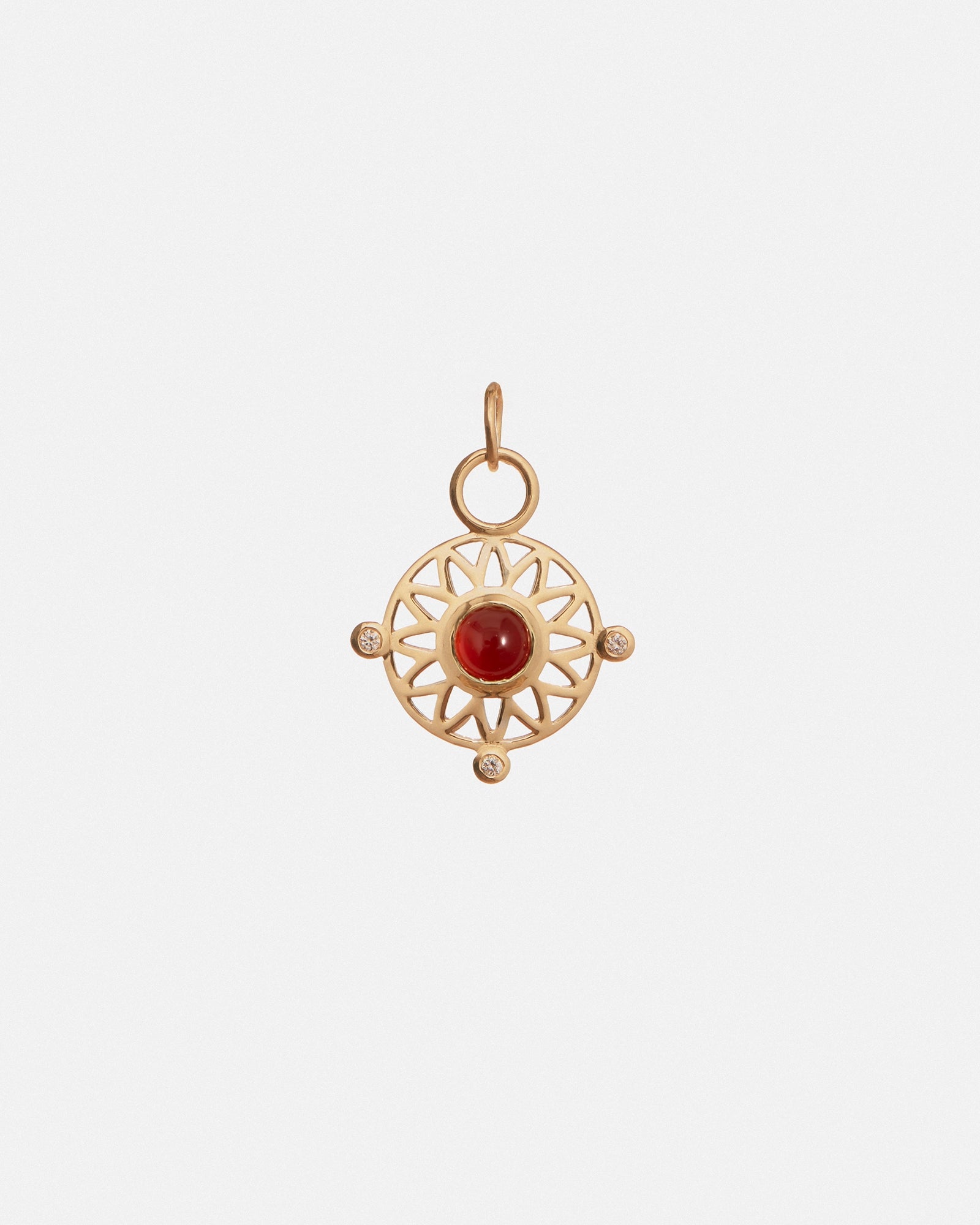 Talisman Pendant in 14k Yellow Gold with Carnelian and lab grown Diamonds