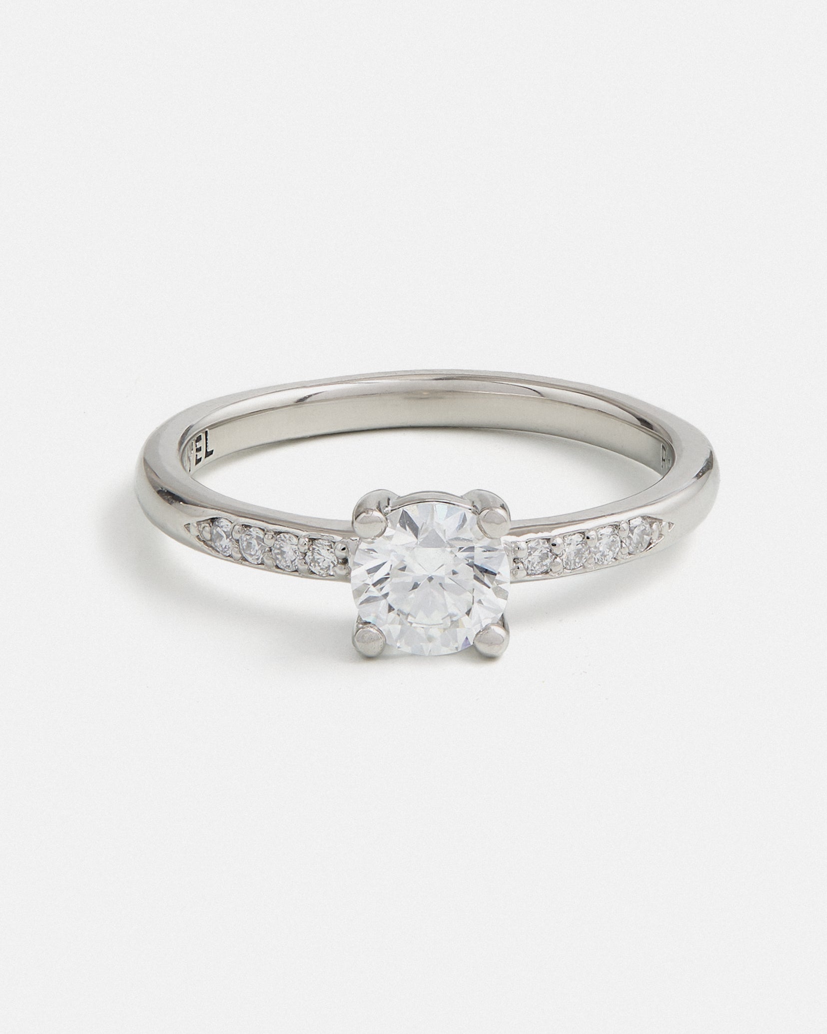 Solitaire Pavé Ring in Platinum with Lab-Grown Diamonds
