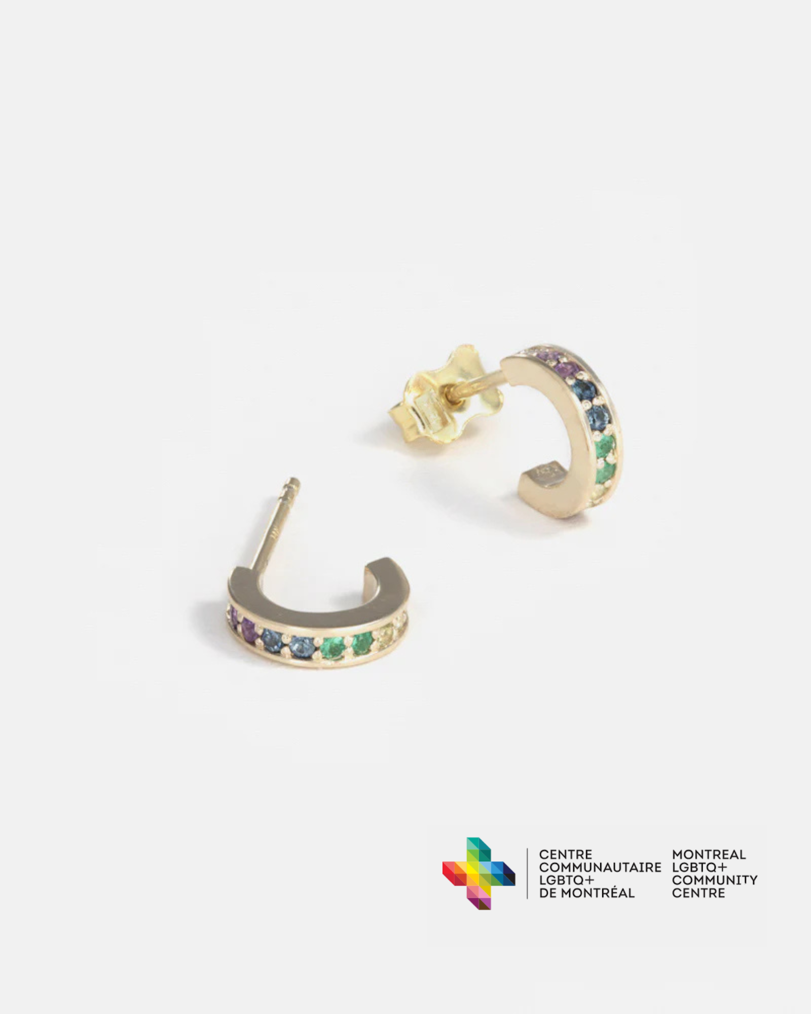 Rainbow Abacus Pavé Hoops in 14k Gold