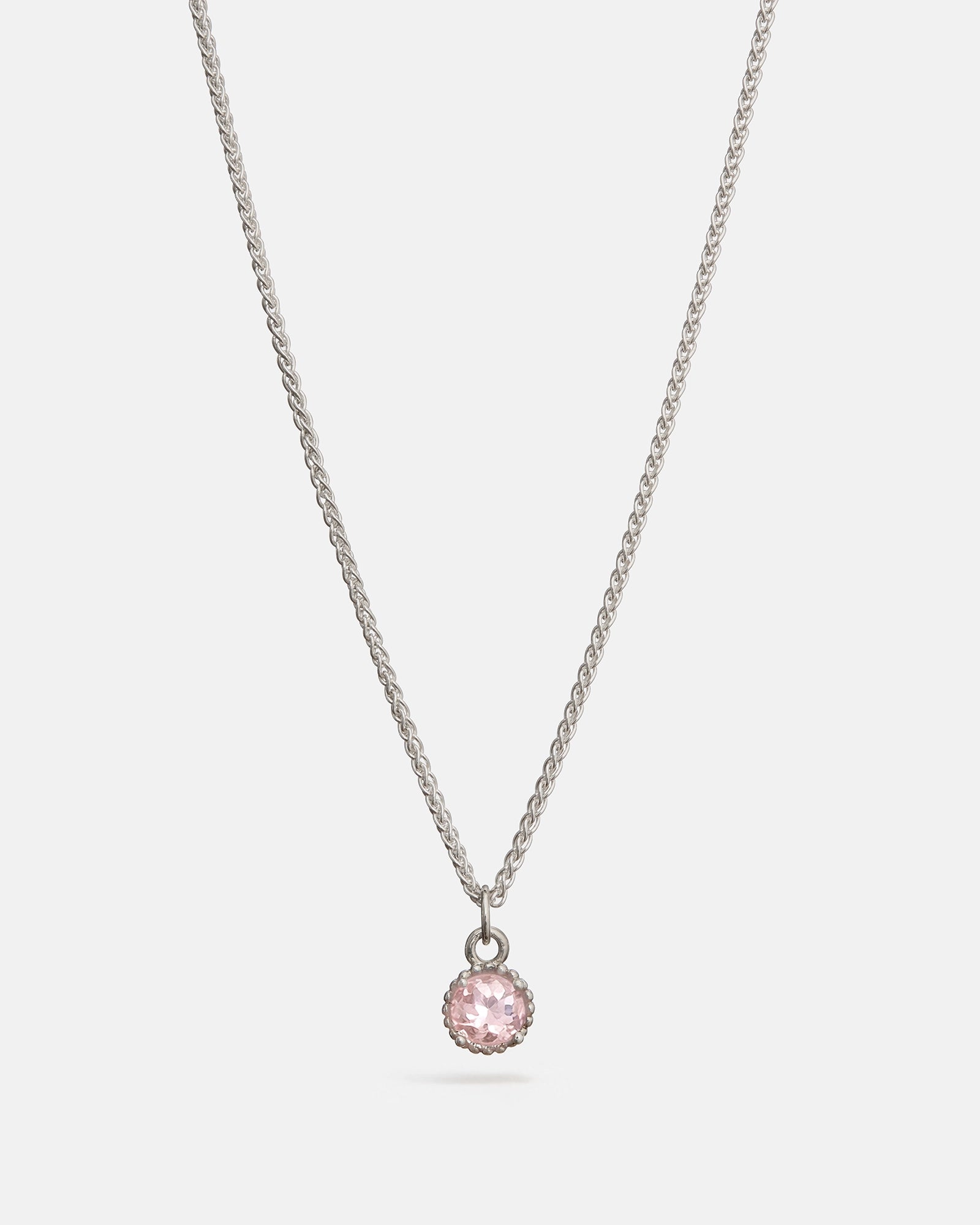 Round Galatée Pendant in Silver with Morganite