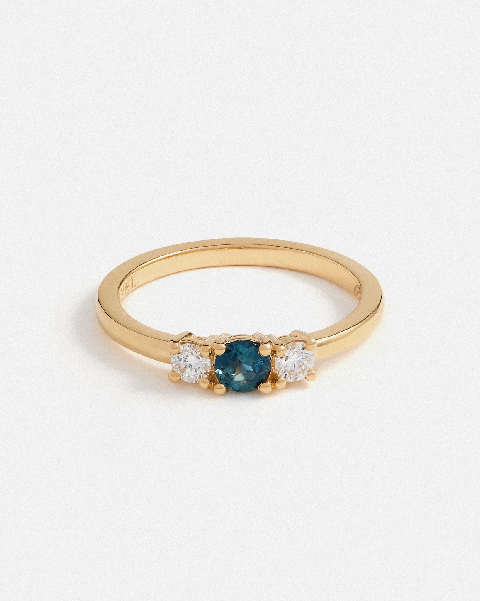Custom Ring - Trio Sapphire Ring in Fairmined Gold and Lab-Grown Diamonds