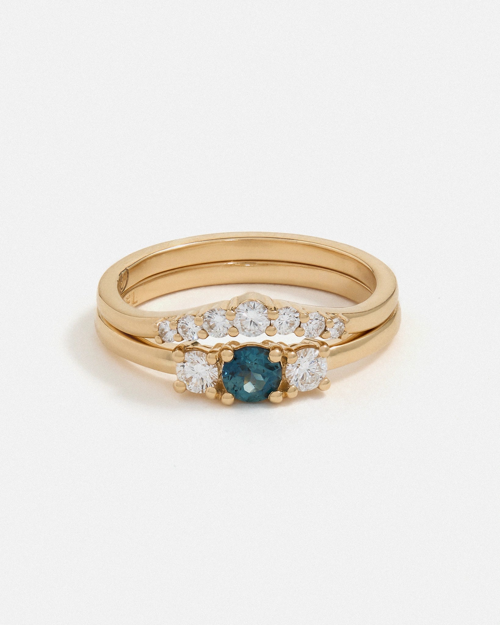 Custom Ring - Trio Sapphire Ring in Fairmined Gold and Lab-Grown Diamonds
