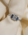 Bague Art Déco en Or Fairmined avec Saphirs du Montana et Diamant de laboratoire de 1 carat