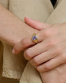 Bague Chevalière en Or Jaune 18K avec Saphir mauve Ceylon