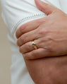 Signet Hexagon Gold Ring with Sapphire