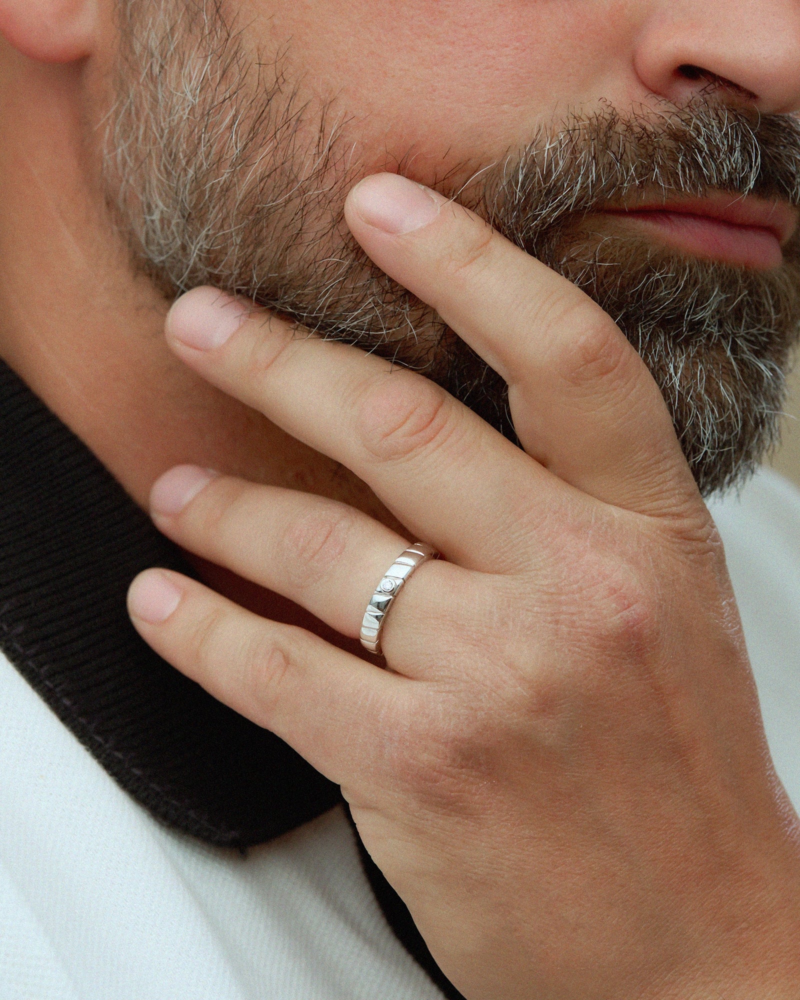 Jonc Terence en Argent avec Diamant