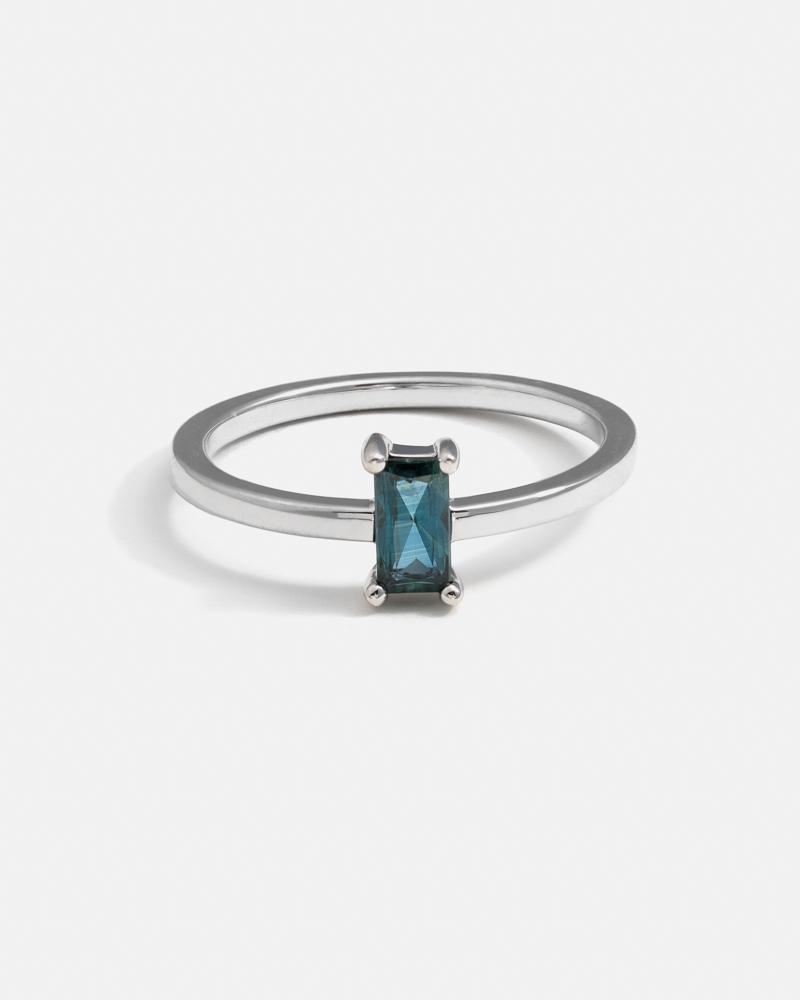 Oblong Baguette Ring in Fairmined Gold with Australian Sapphire