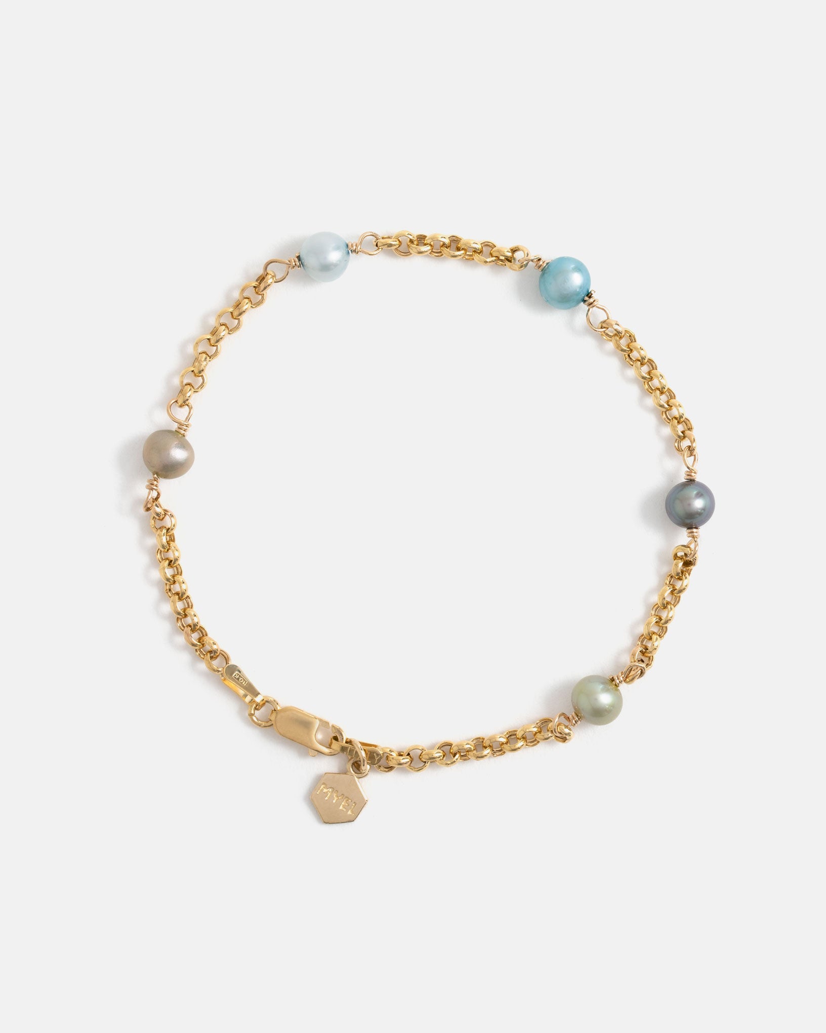 Bracelet Pom-pom en Or Jaune avec Perles aux tons Pastels