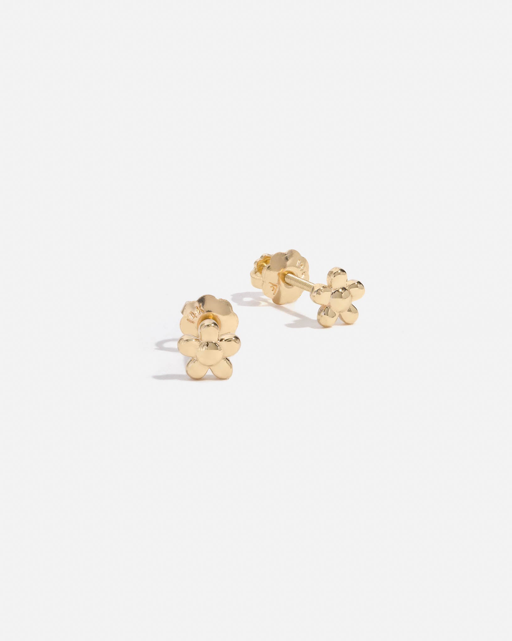 Boucles d'oreilles mini fleurs en or jaune pour bébé