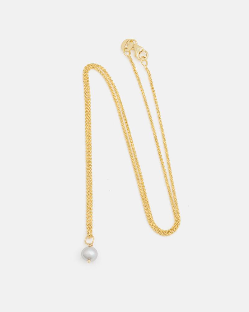 Pom-pom Pendant in Yellow Gold with Grey Pearl
