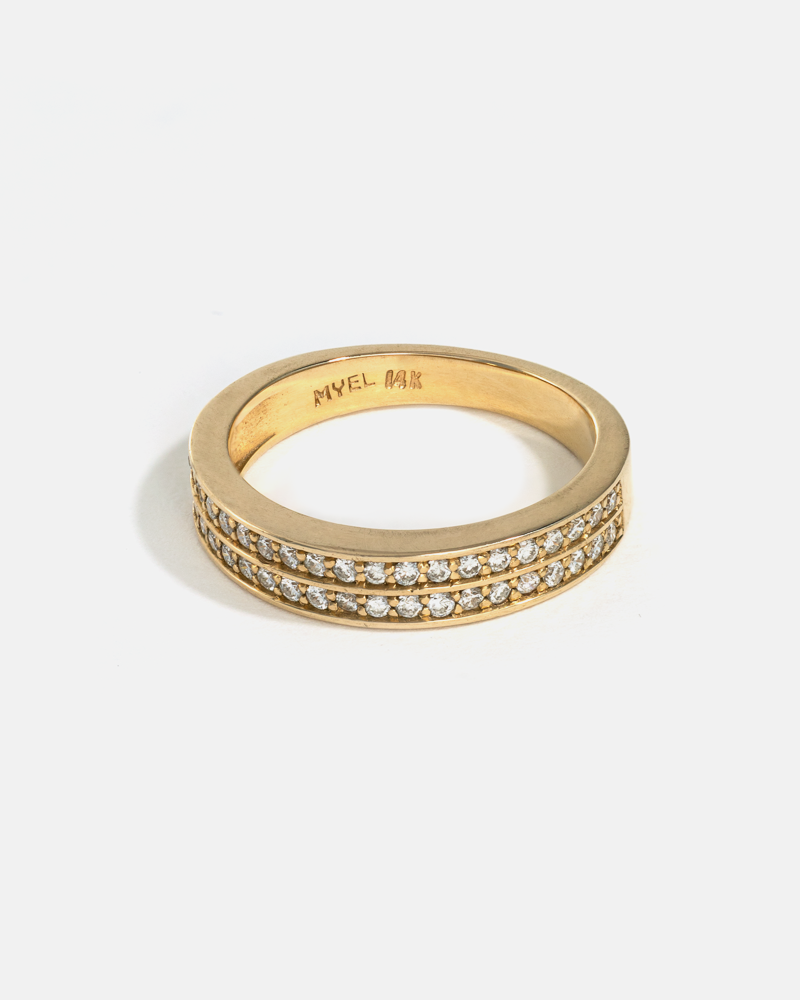 Double Pavé Ring in Yellow Gold with lab grown Diamonds