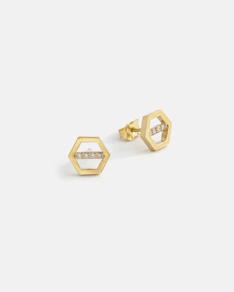 Geo 3 Diamond Earrings in Gold